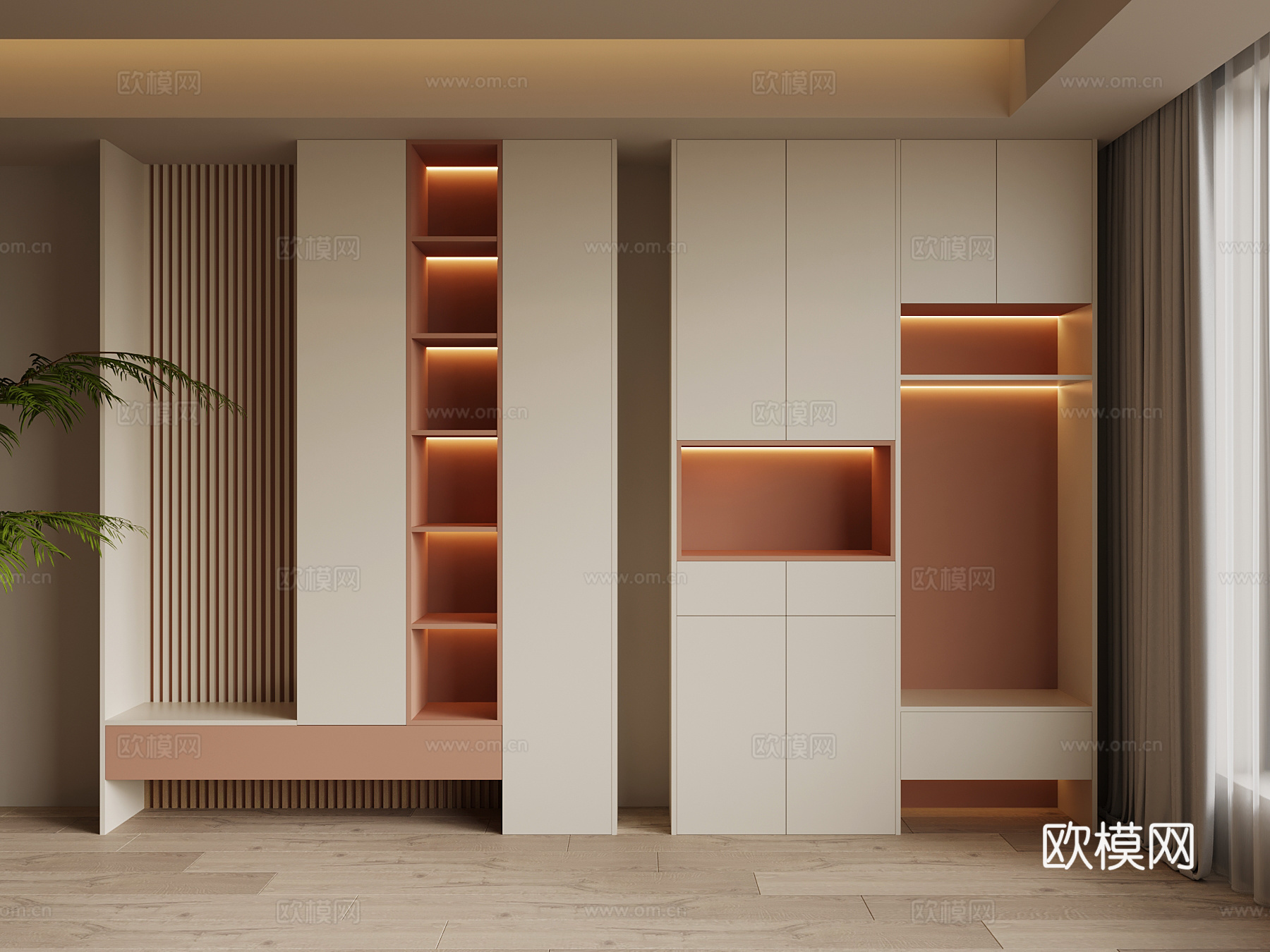 现代奶油风鞋柜su模型