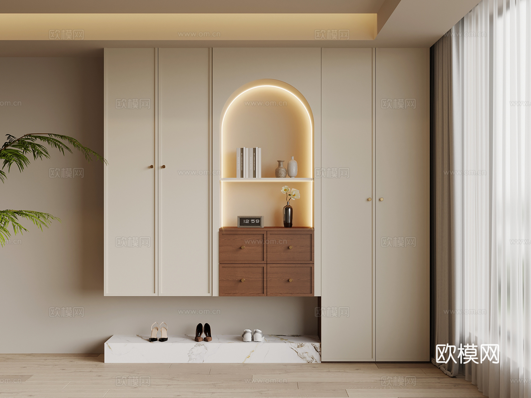 法式中古风鞋柜 入户鞋柜su模型