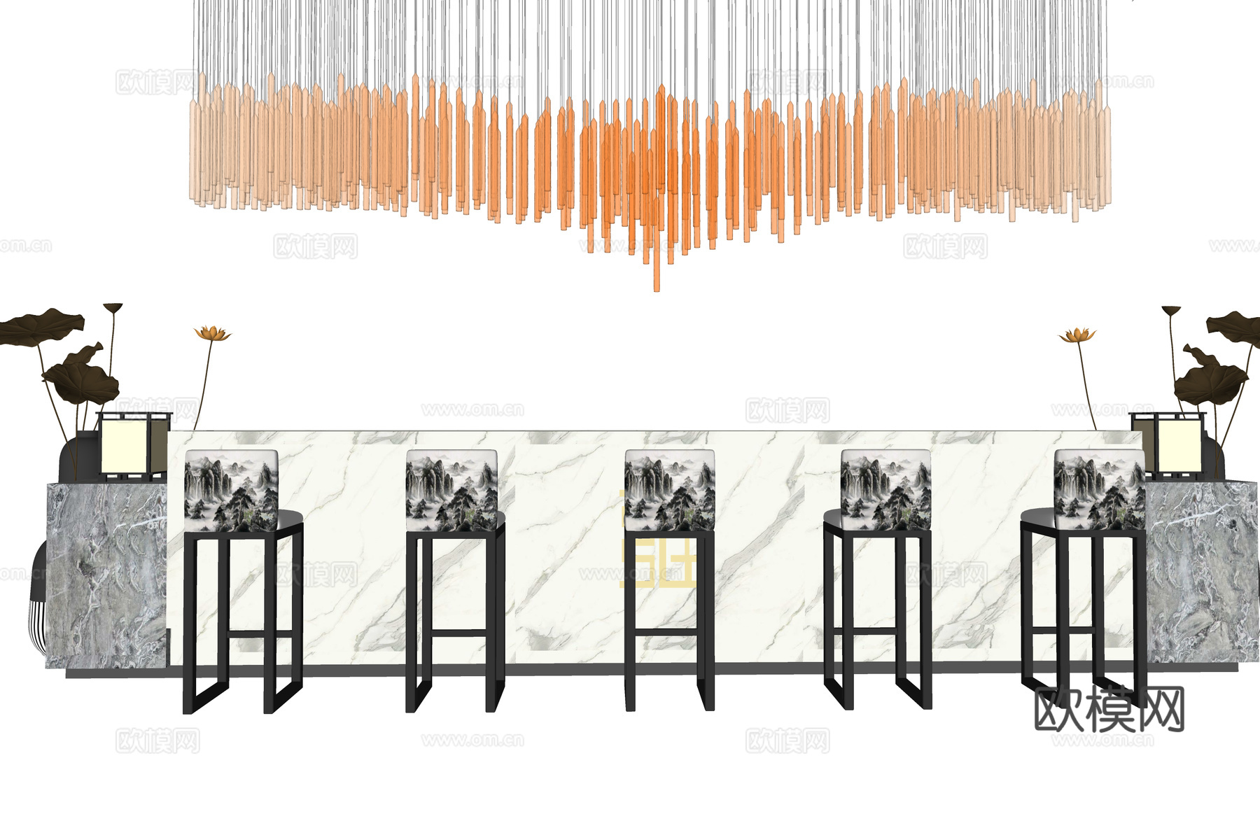 前台接待 前台 接待 工位su模型