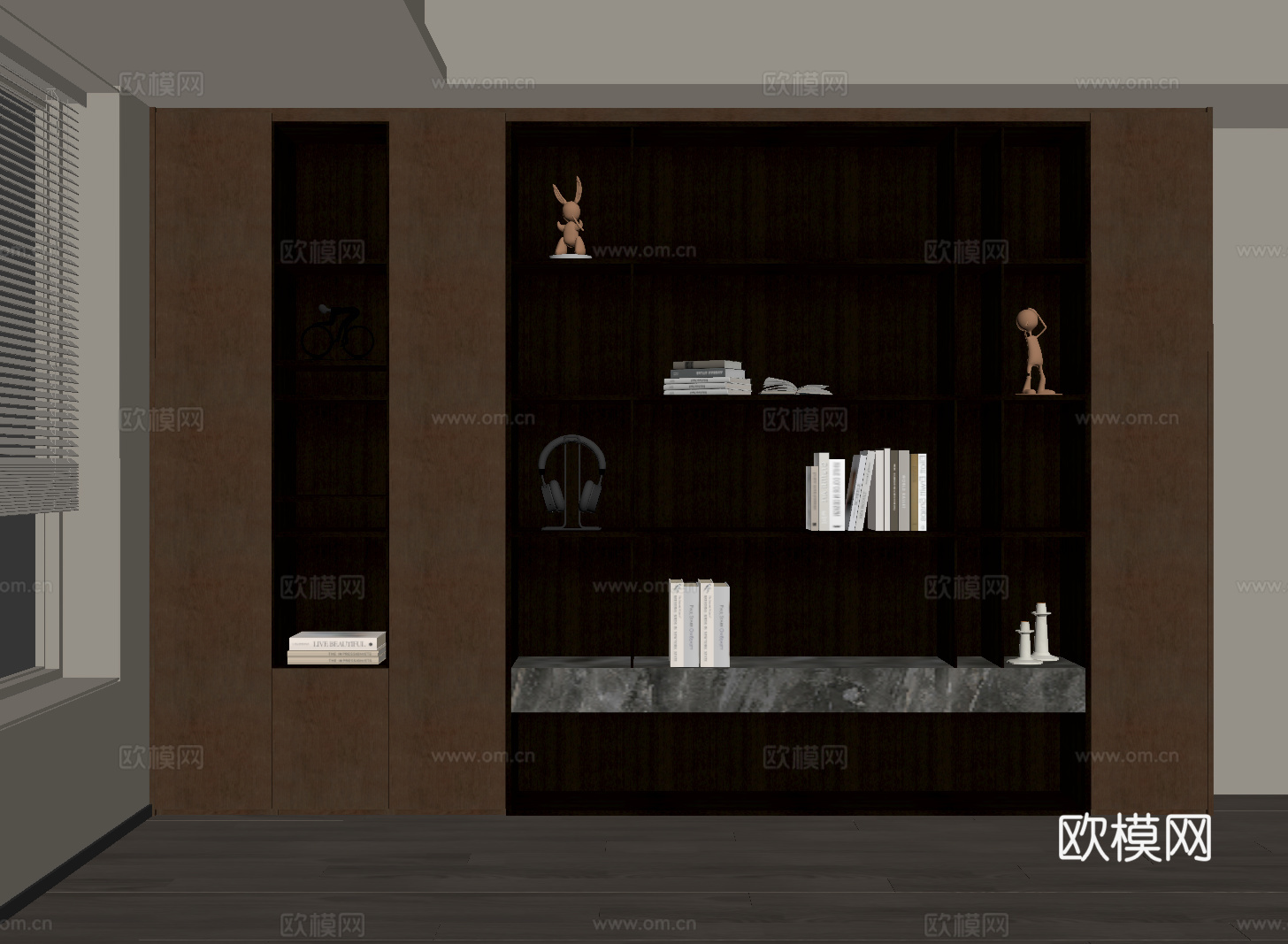 现代意式书柜su模型