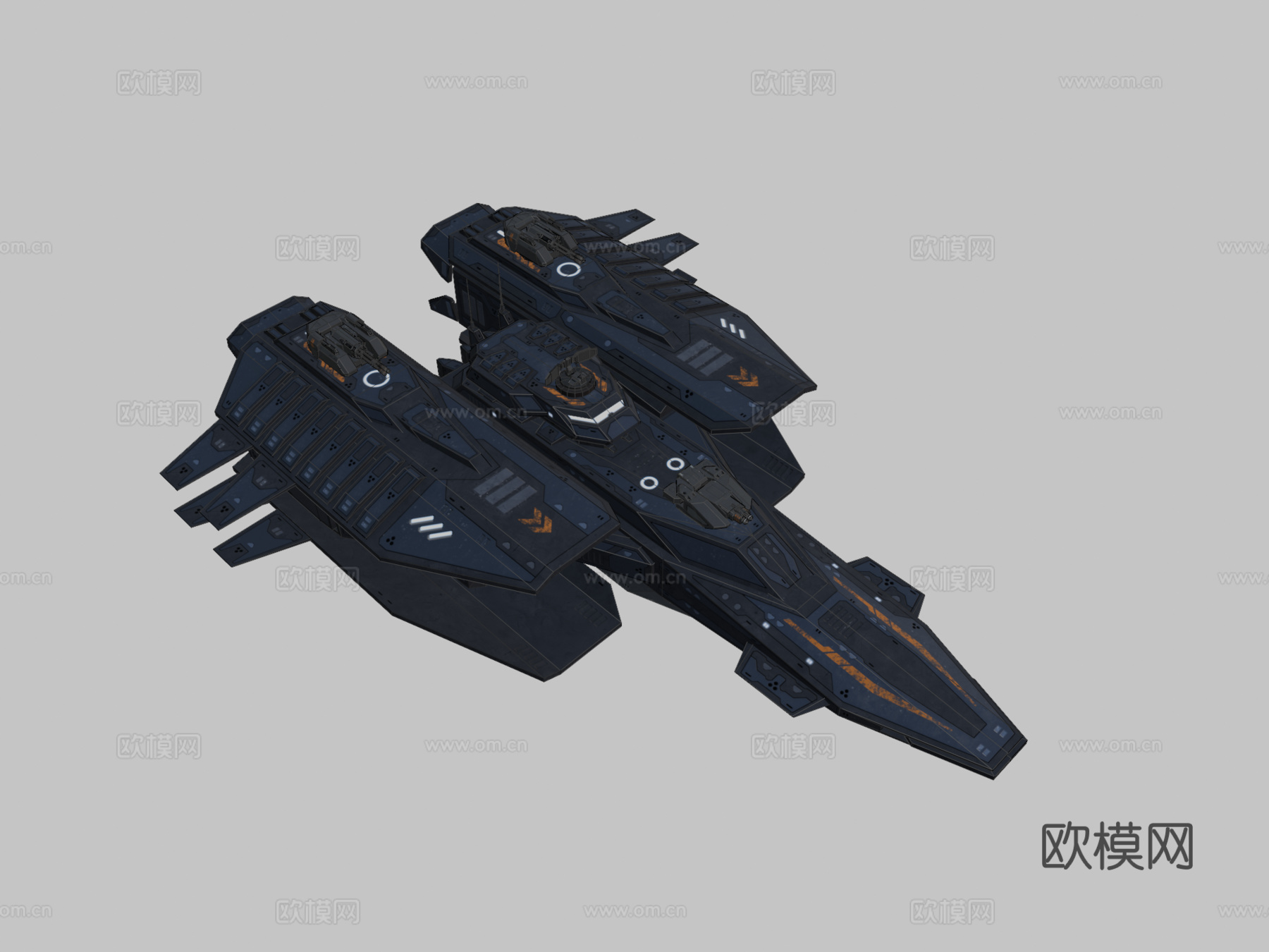 科幻护卫舰毒刺3d模型下载（渲染图2）