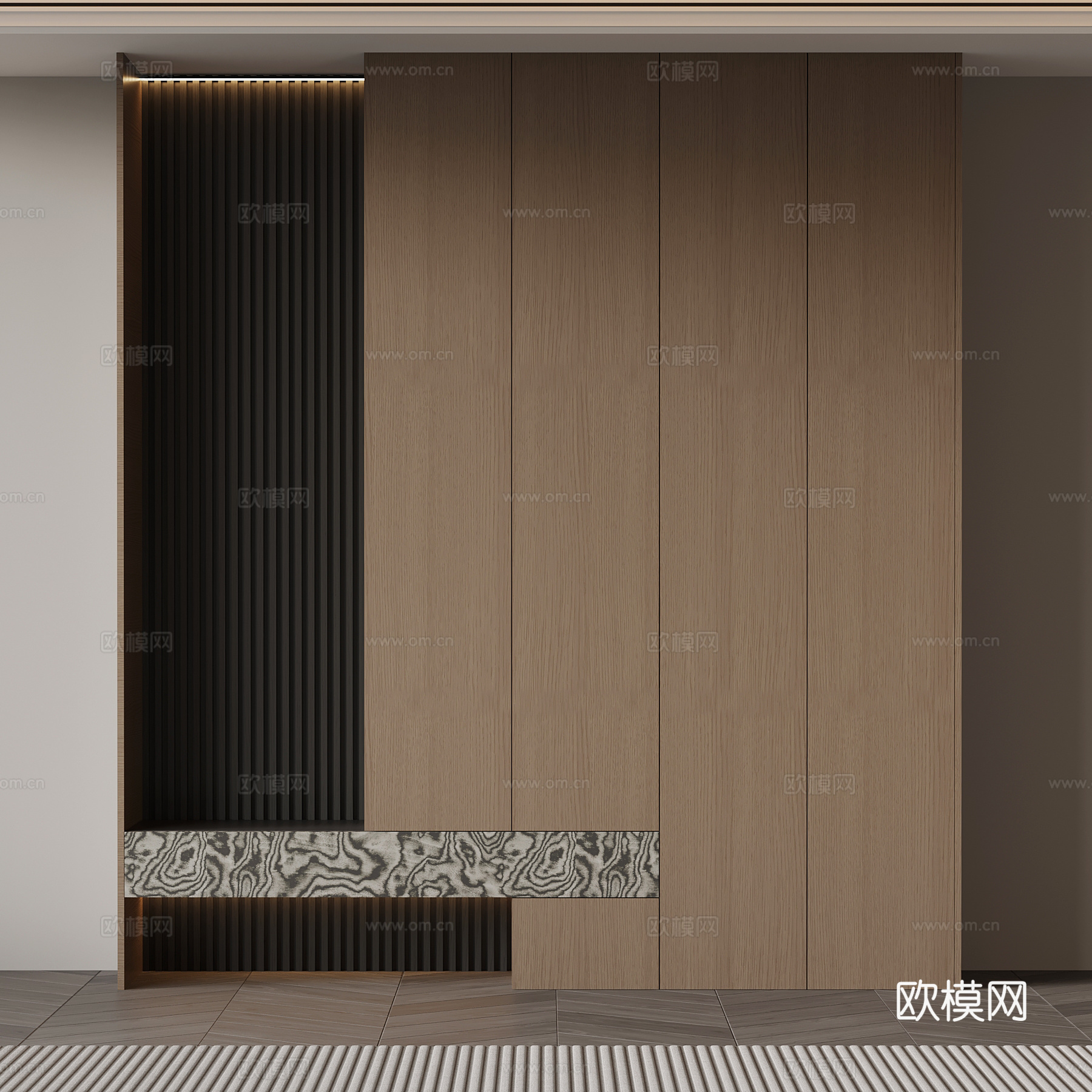 意式鞋柜su模型下载（渲染图1）