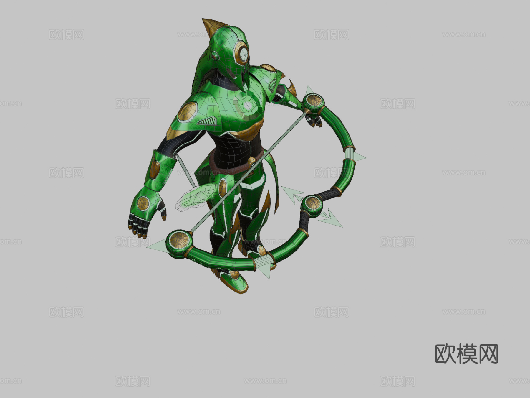 科技绿色模式3d模型下载（渲染图2）