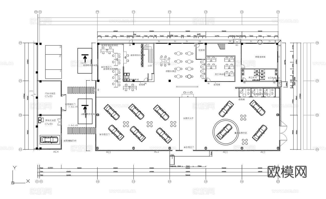 4S汽车服务中心 最新平面施工图合集cad施工图