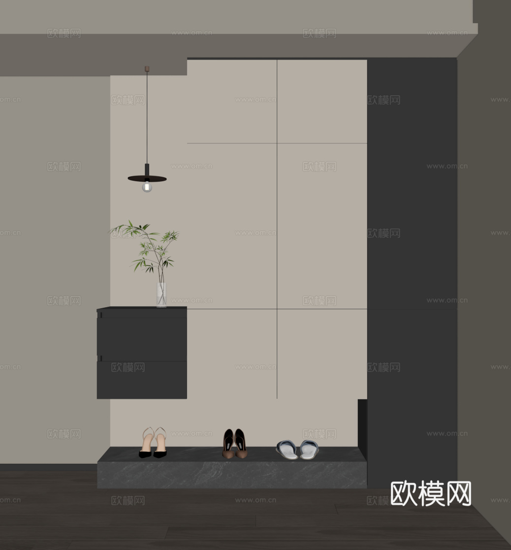 现代意式鞋柜 入户鞋柜su模型
