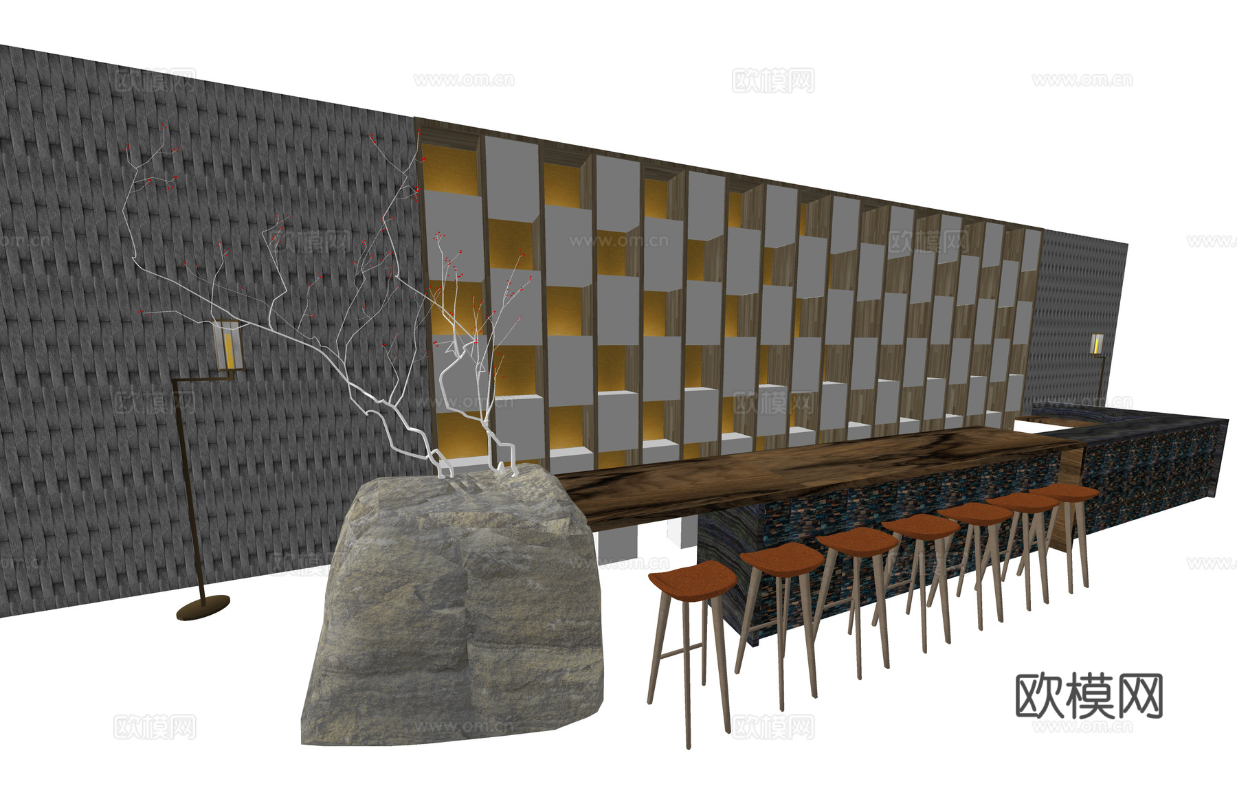 工装 办公室 前台 接待su模型