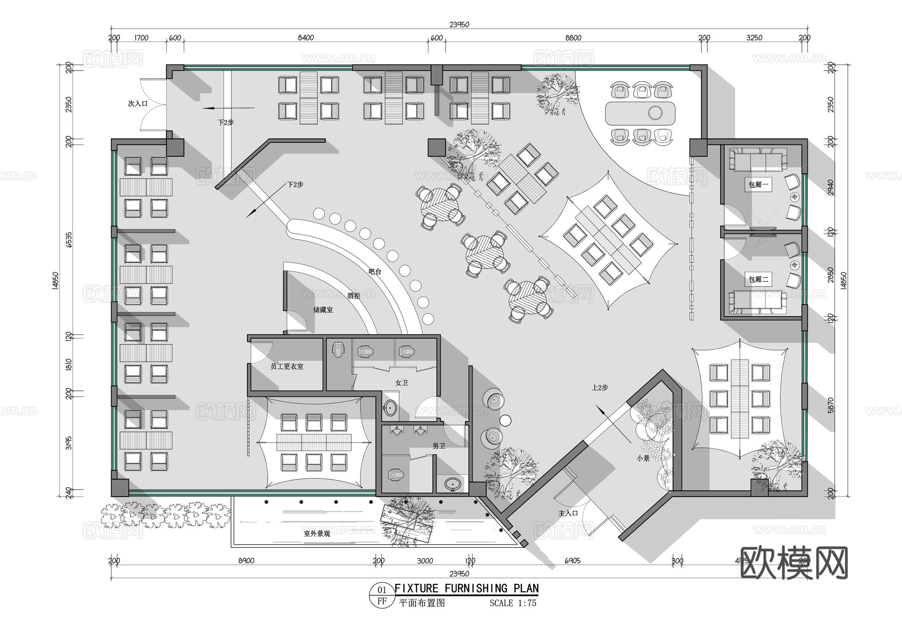 露营风酒吧 最新平面施工图合集cad施工图