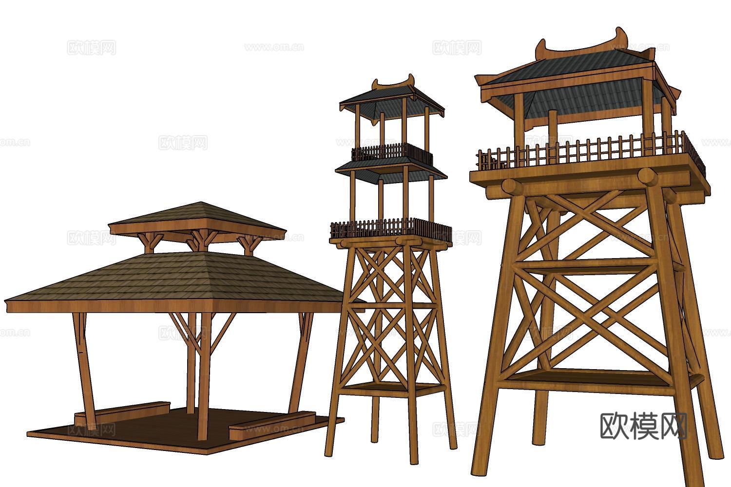 瞭望塔su模型