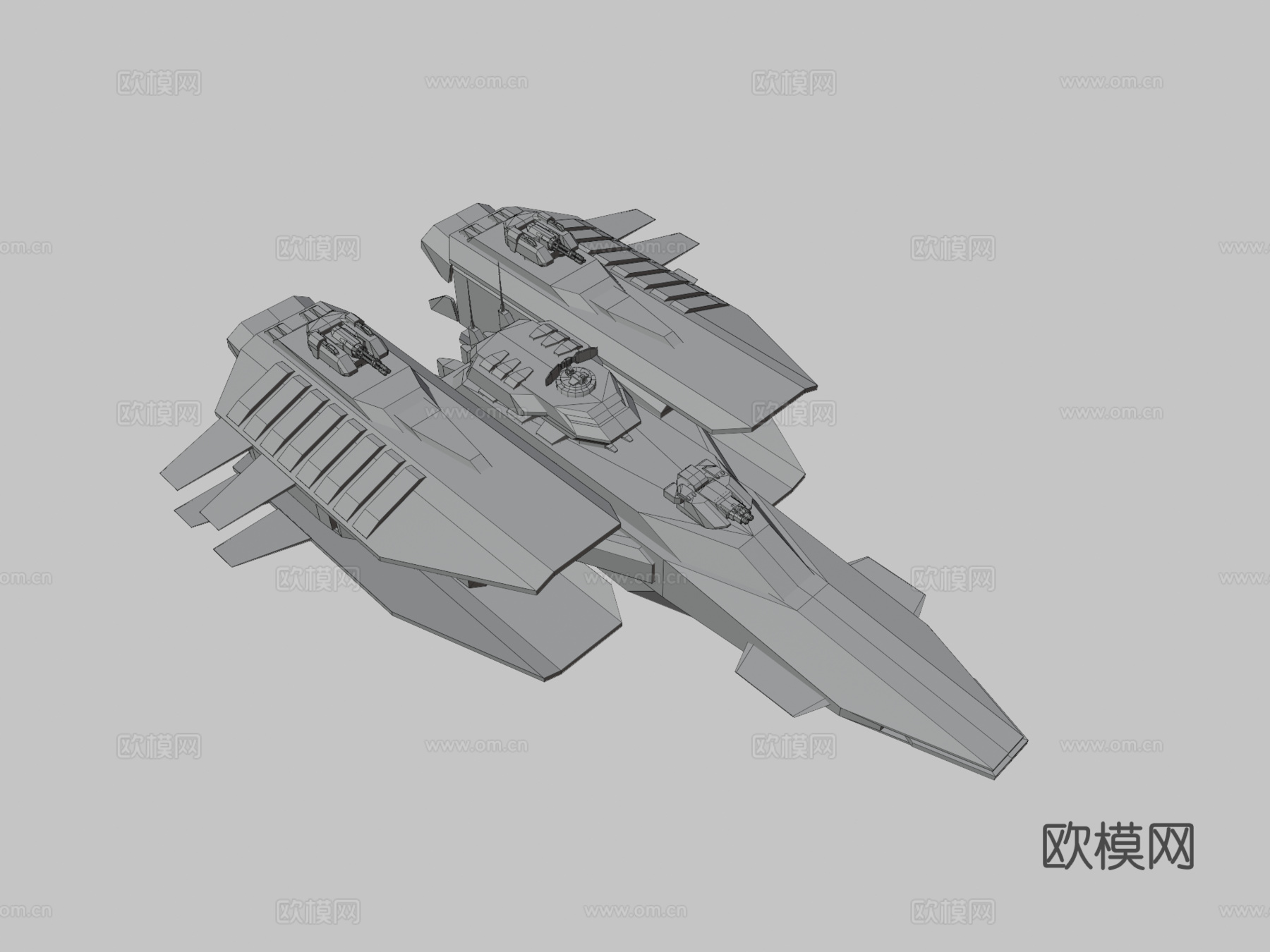 科幻护卫舰毒刺3d模型下载（渲染图3）