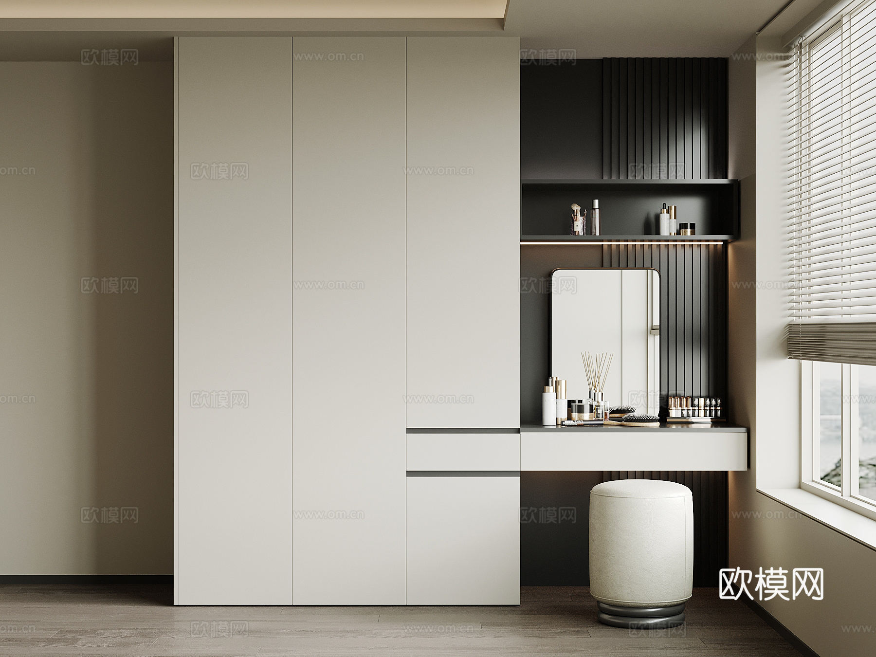 现代衣柜 梳妆台su模型