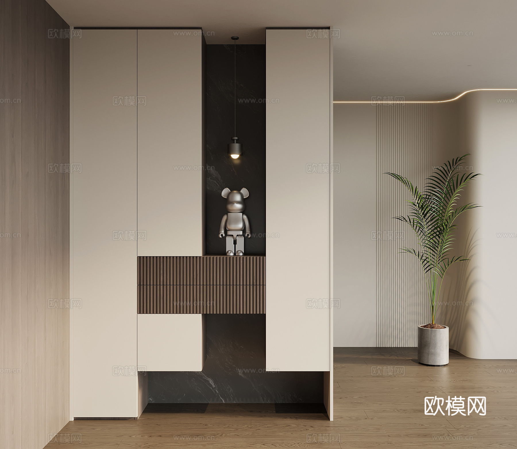 现代意式玄关柜 鞋柜su模型