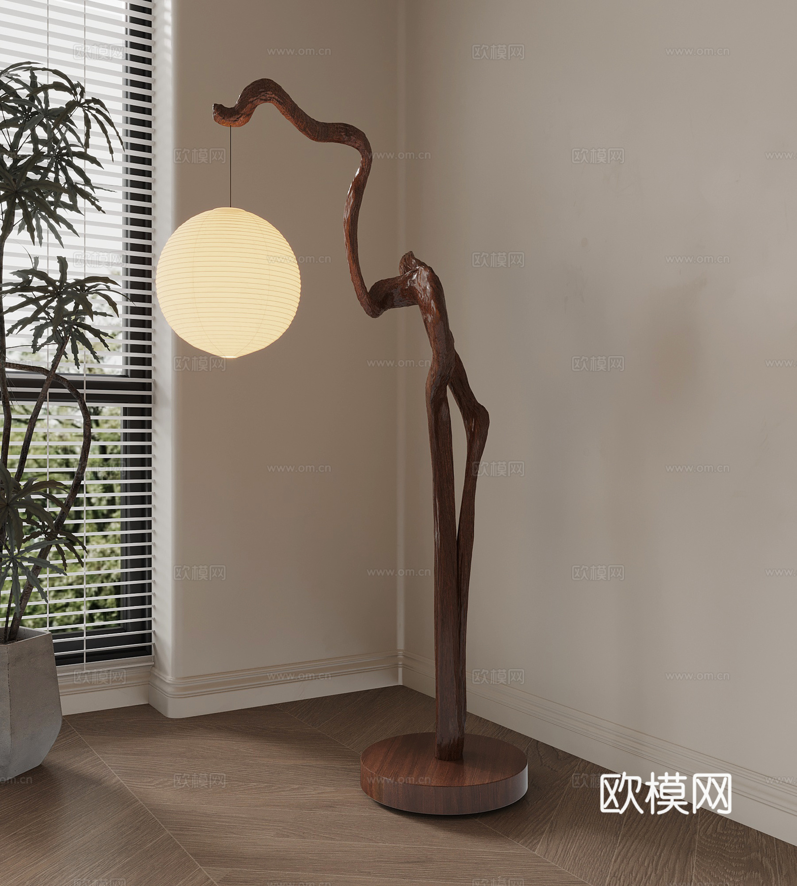 中古风落地灯su模型