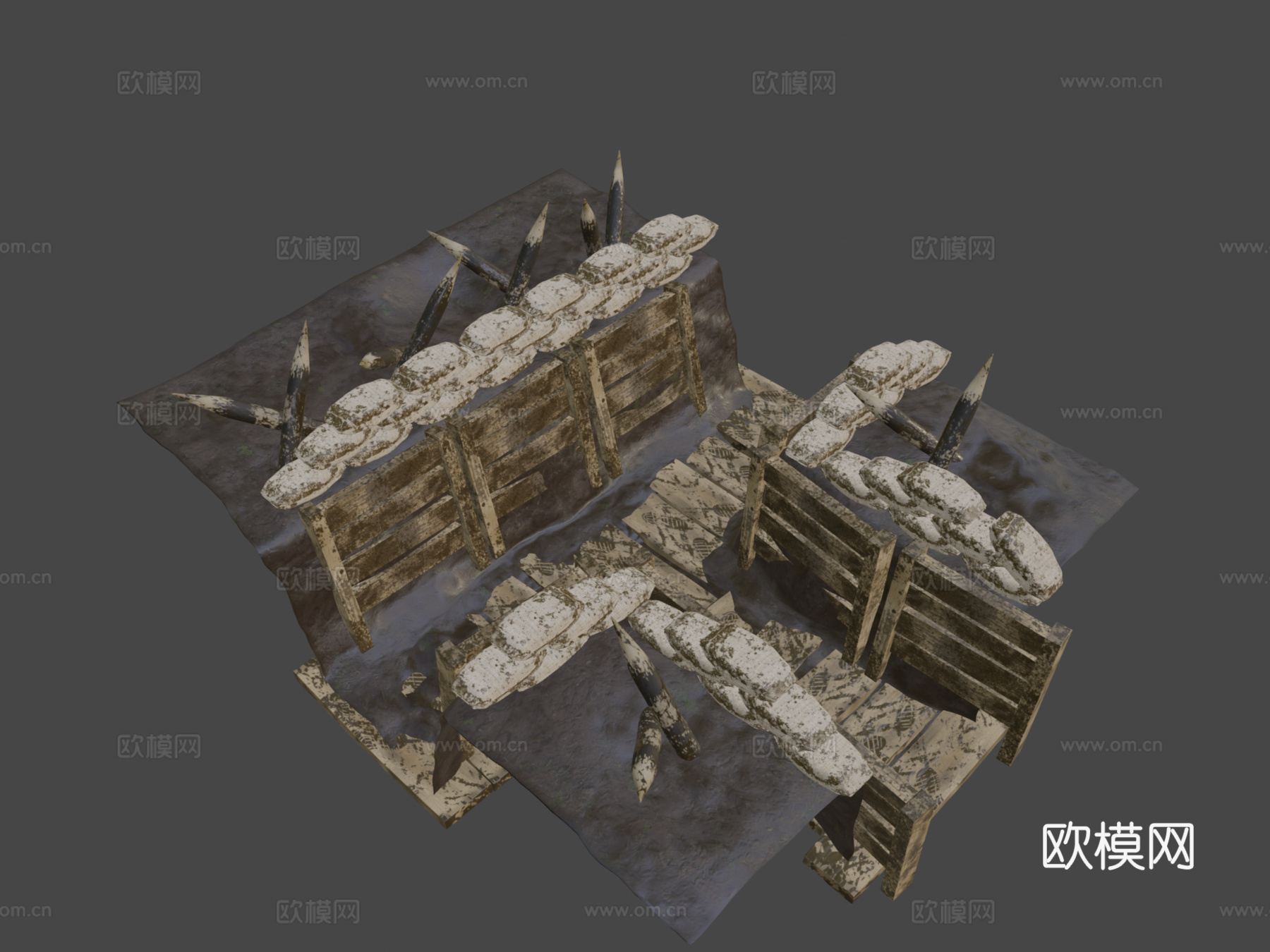 第一次世界大战战壕3d模型下载（渲染图6）