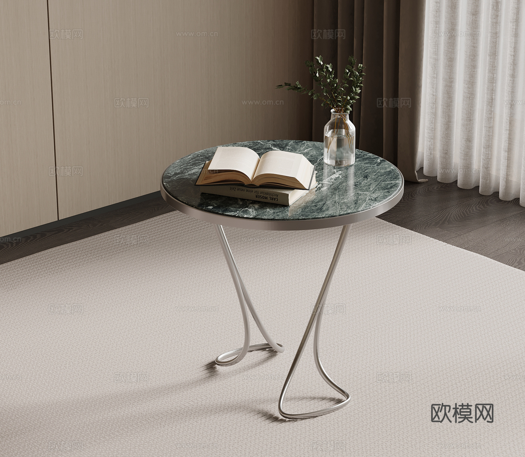 现代意式边几 角几圆几su模型