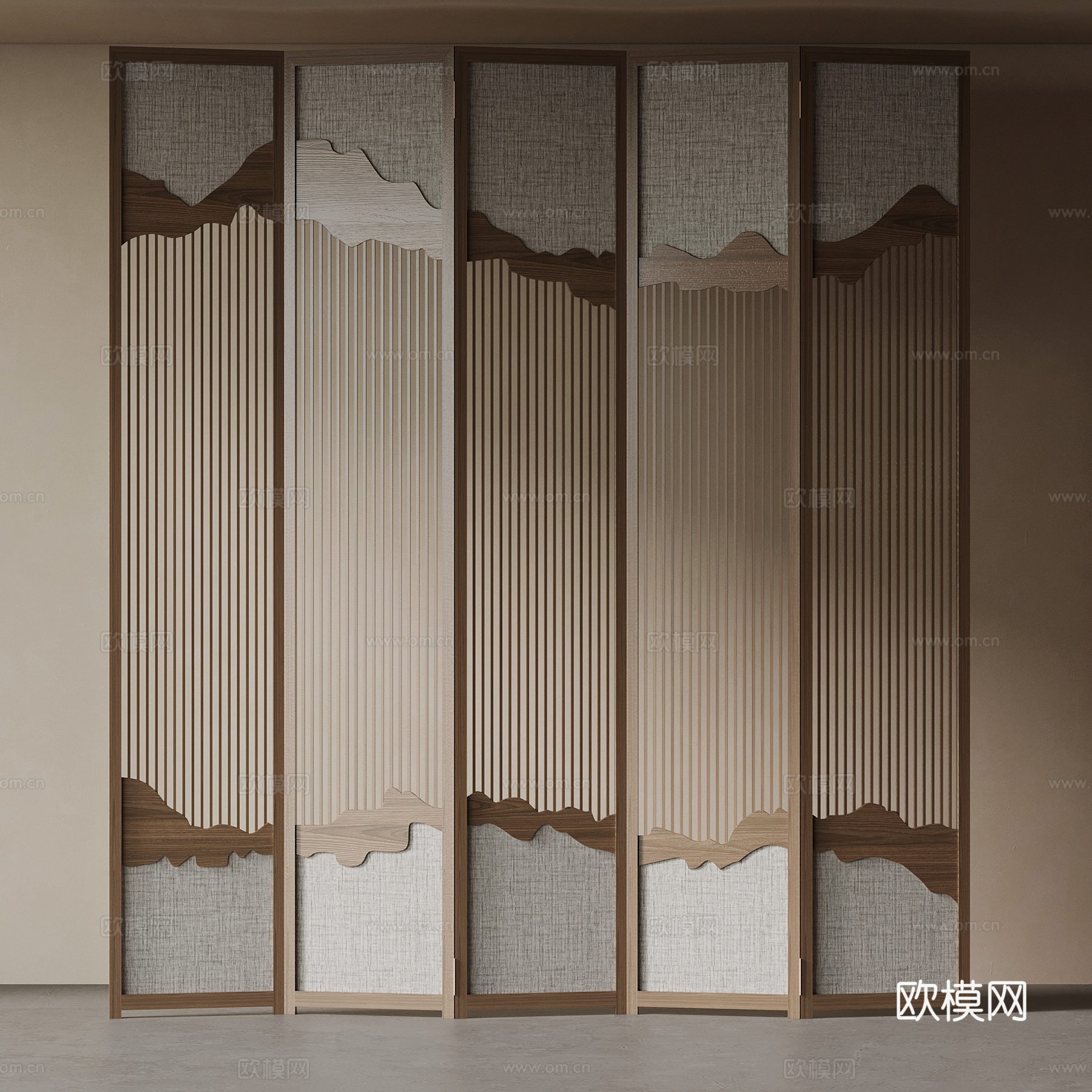 新中式屏风su模型