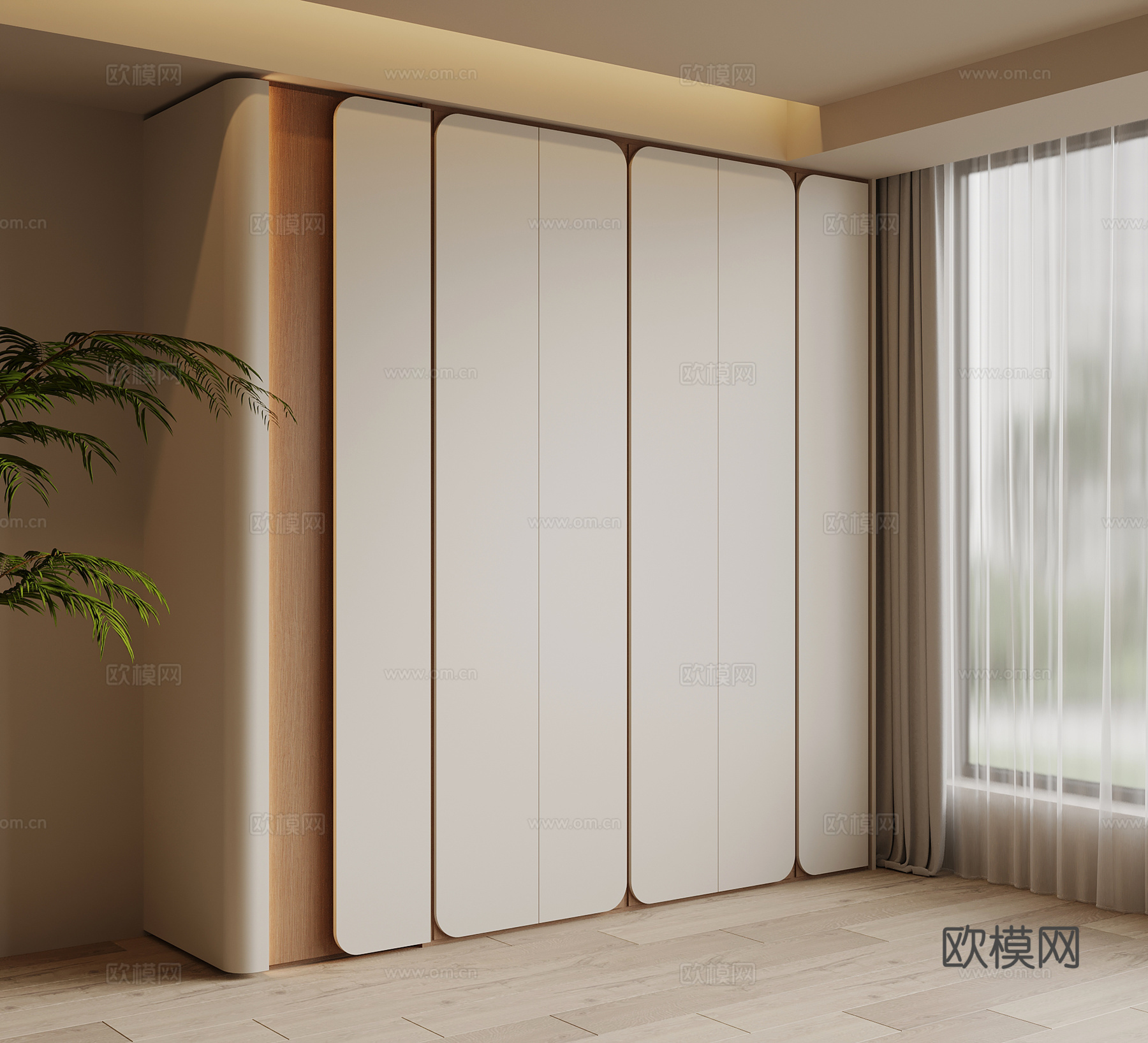现代简约衣柜su模型