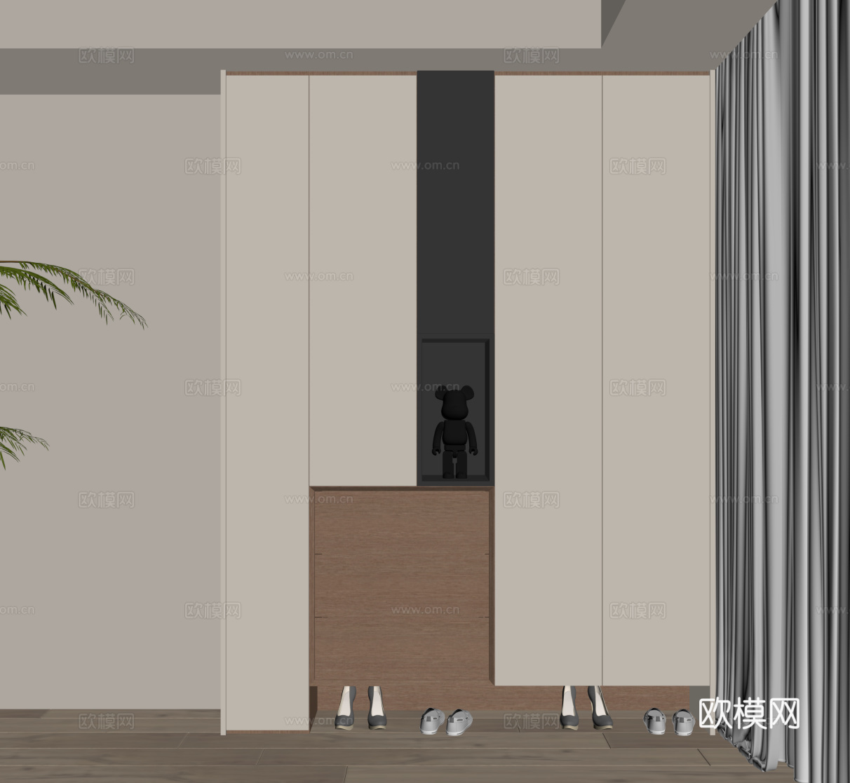 现代简约鞋柜 入户鞋柜su模型