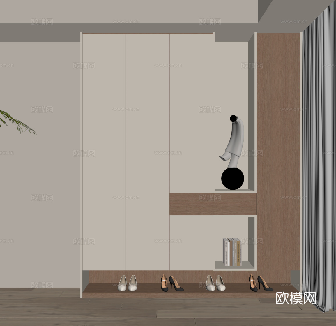 现代简约鞋柜 入户鞋柜su模型