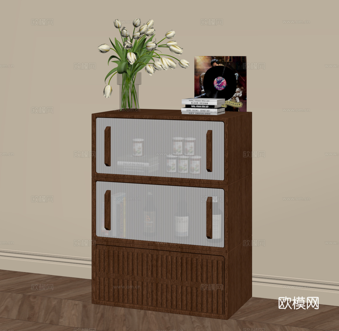 中古风边柜 储物柜su模型