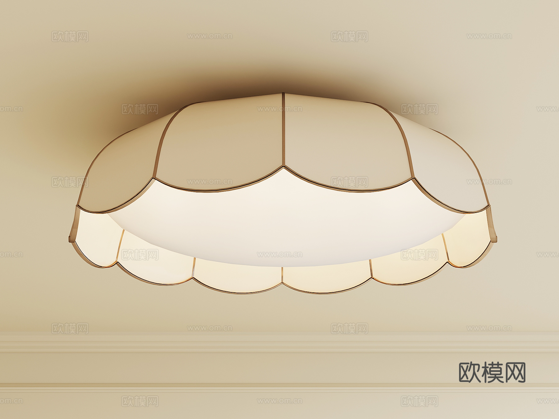 法式复古吸顶灯3d模型下载