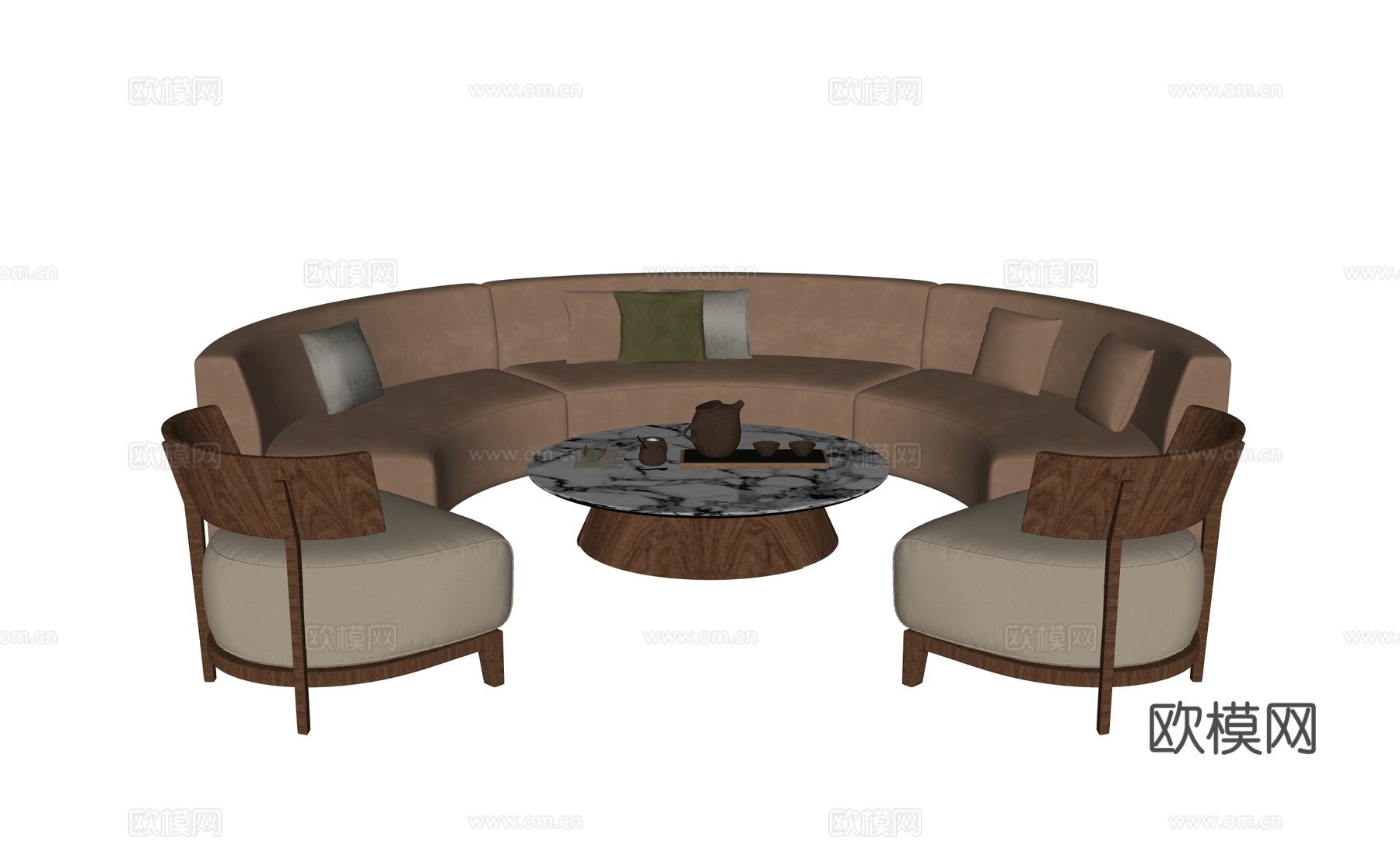 现代沙发茶几组合su模型