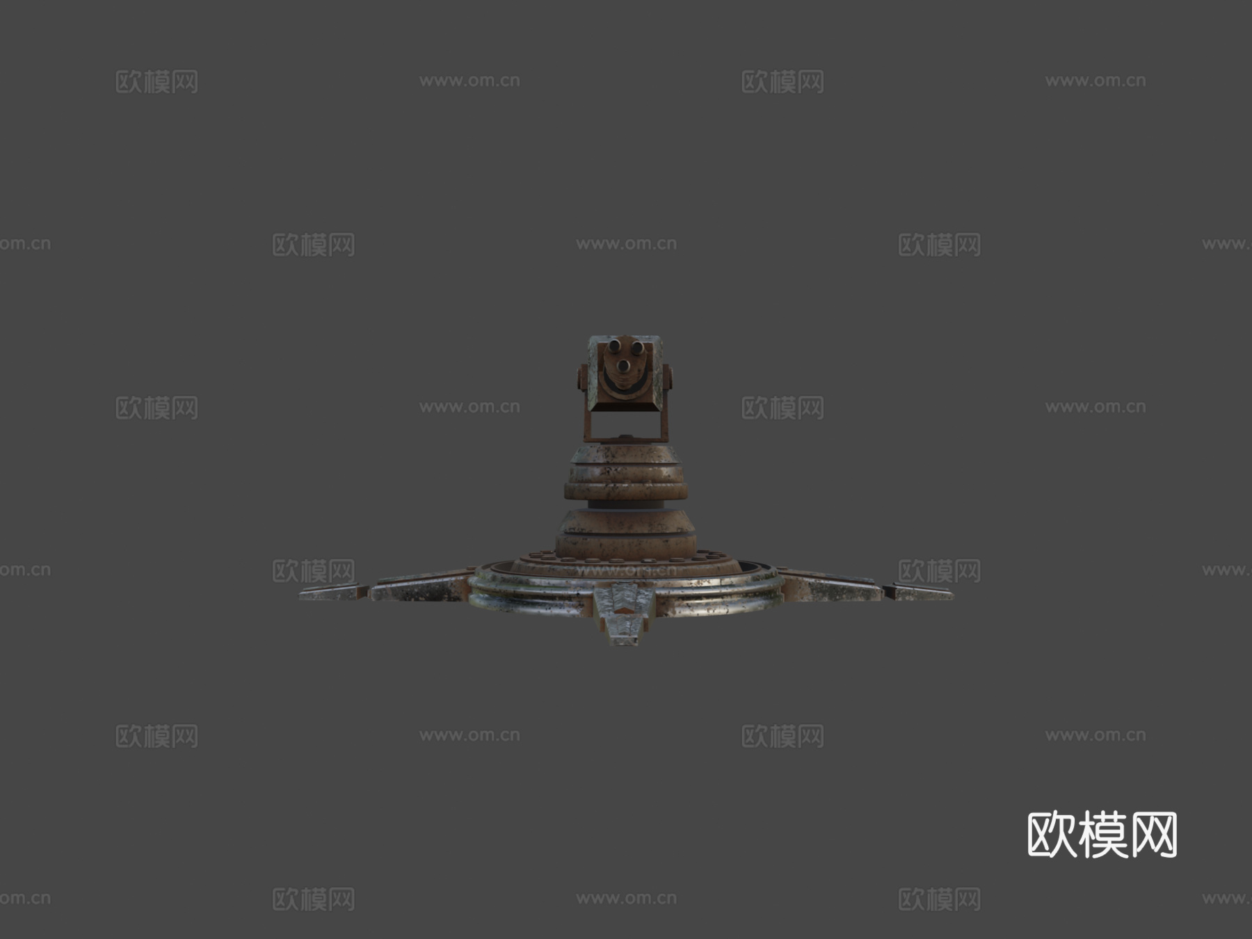 老旧生锈炮塔3d模型下载（渲染图6）