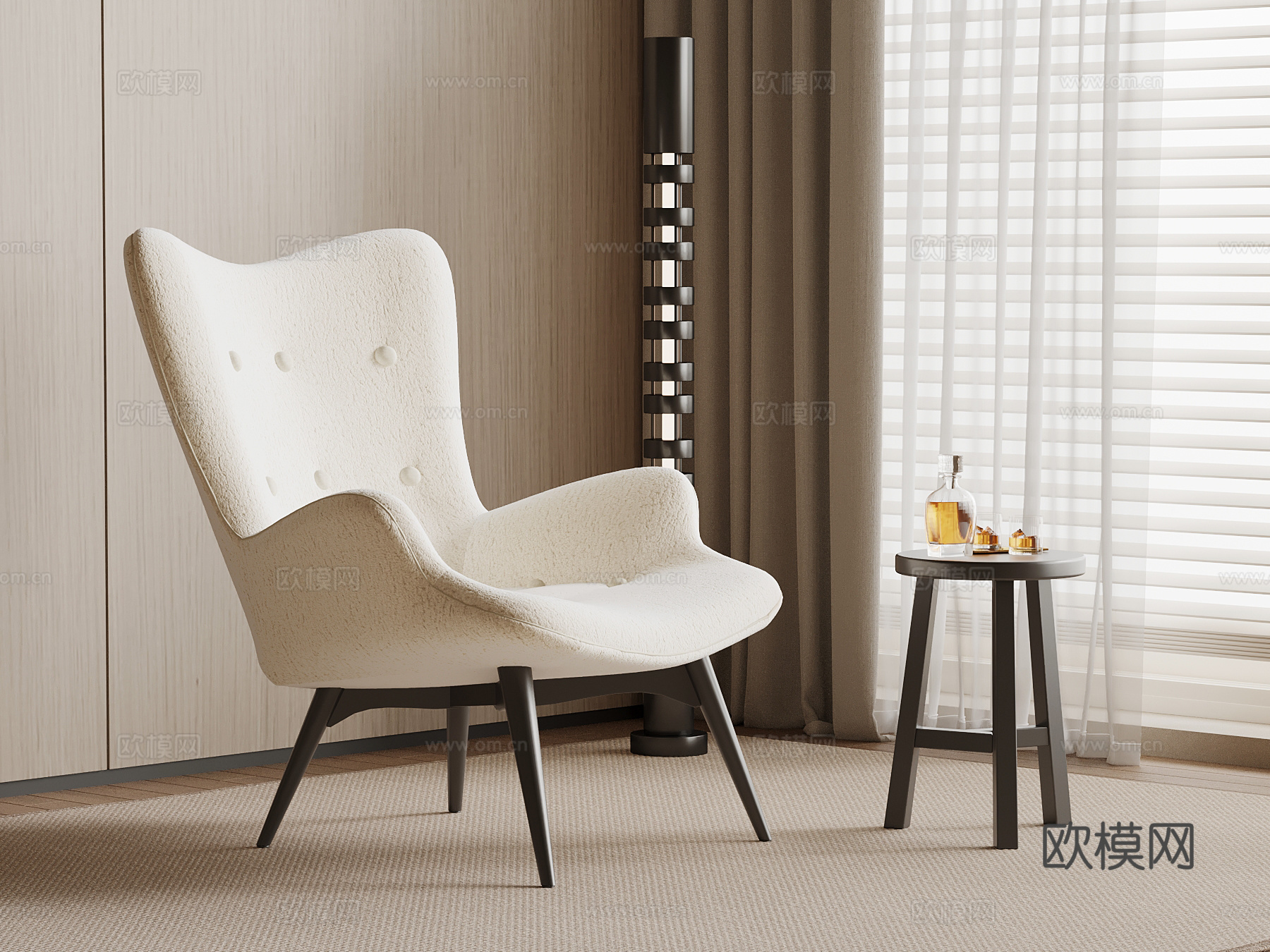 现代休闲椅 沙发椅su模型下载（渲染图1）