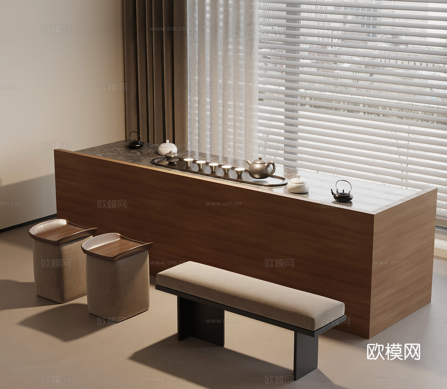 新中式岛台su模型