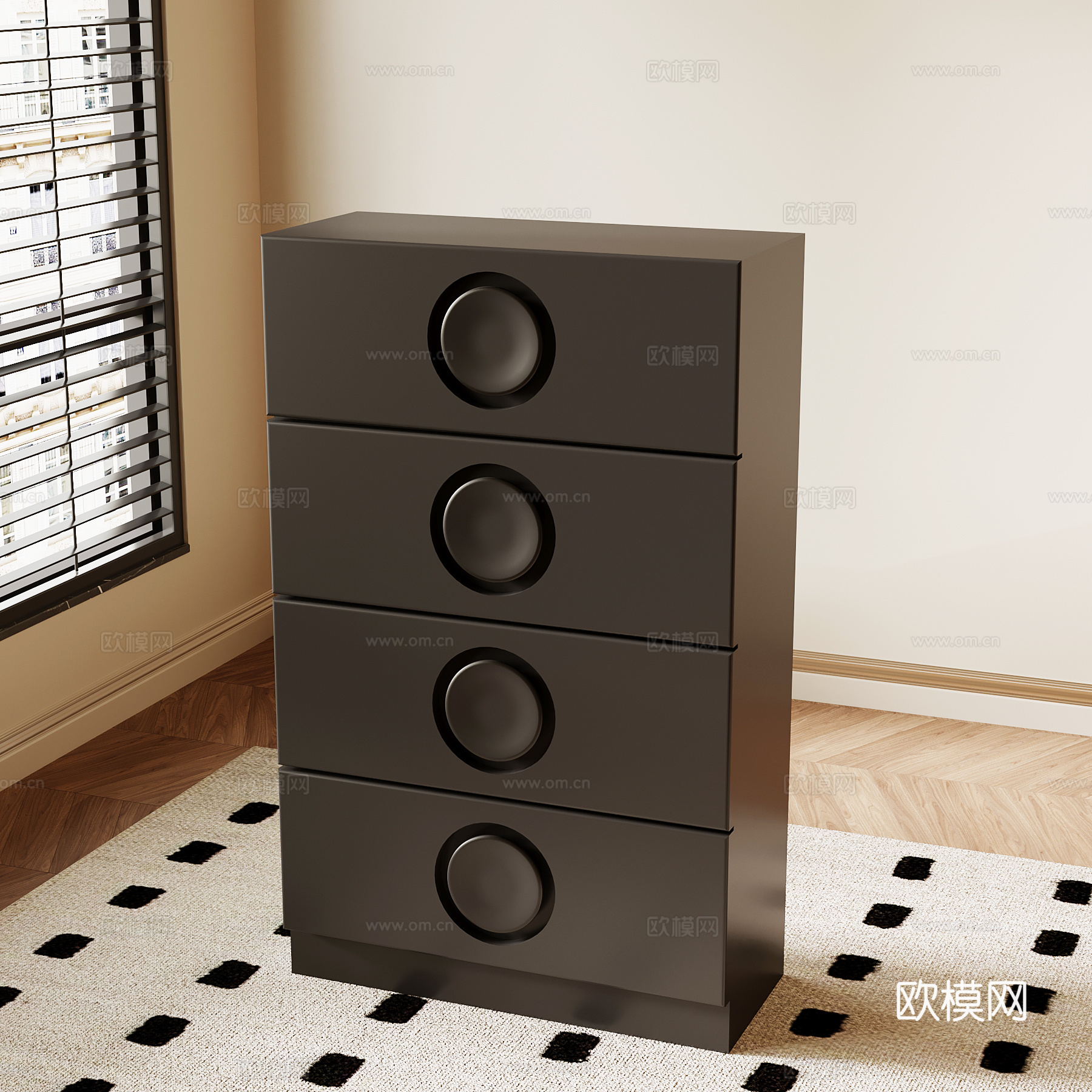 法式复古斗柜 高柜 玄关柜su模型