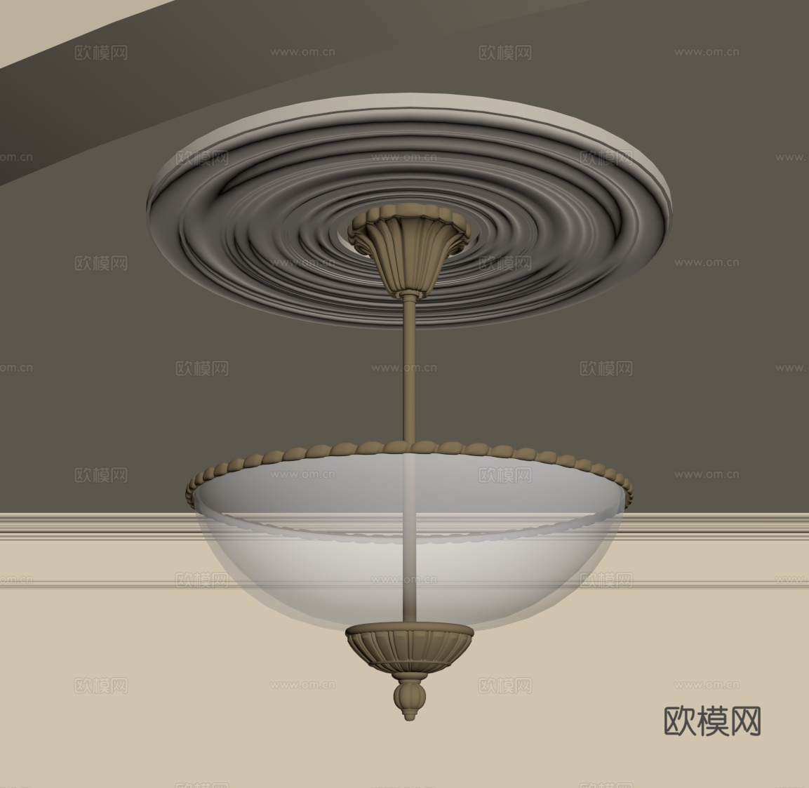 美式金属吊灯su模型