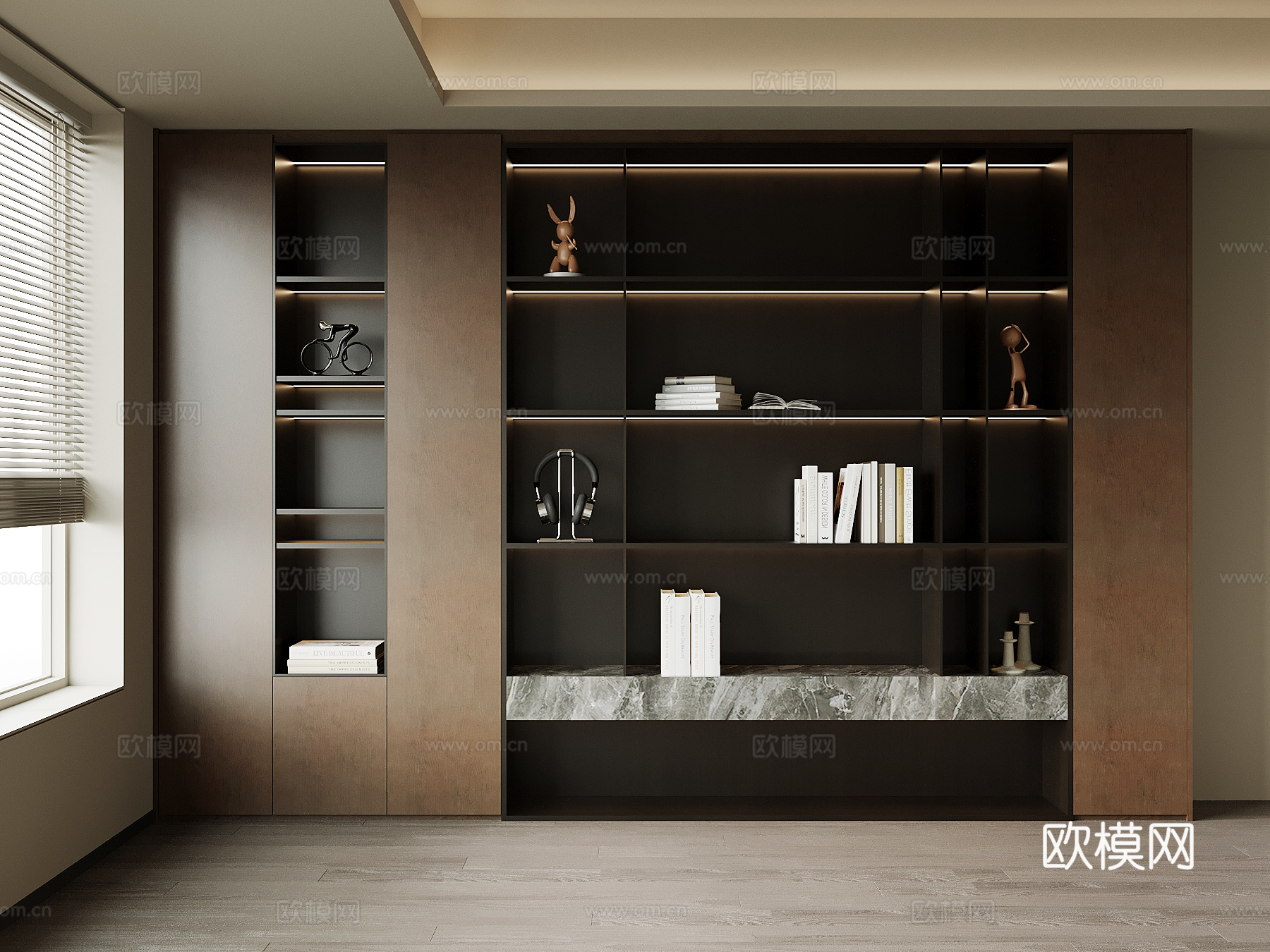 现代意式书柜su模型