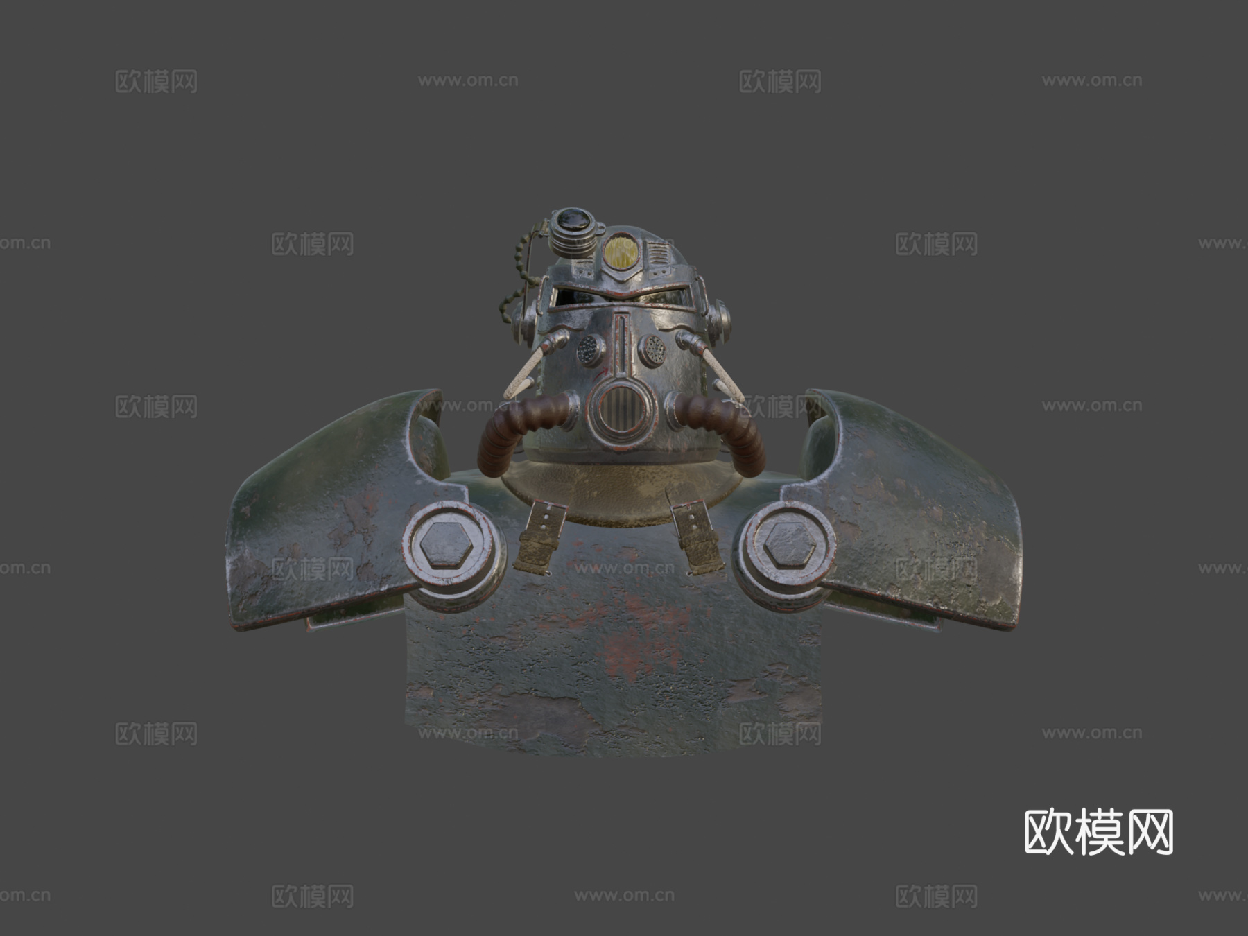 辐射1 T51b动力装甲高模胸像3d模型下载（渲染图7）