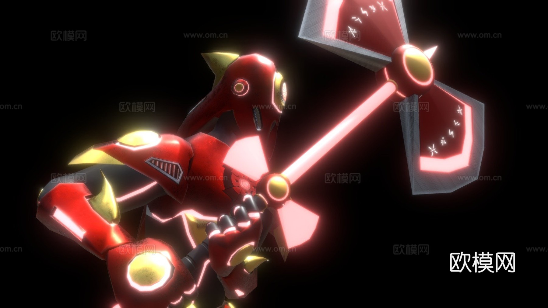 科技红色模式3d模型下载（渲染图1）