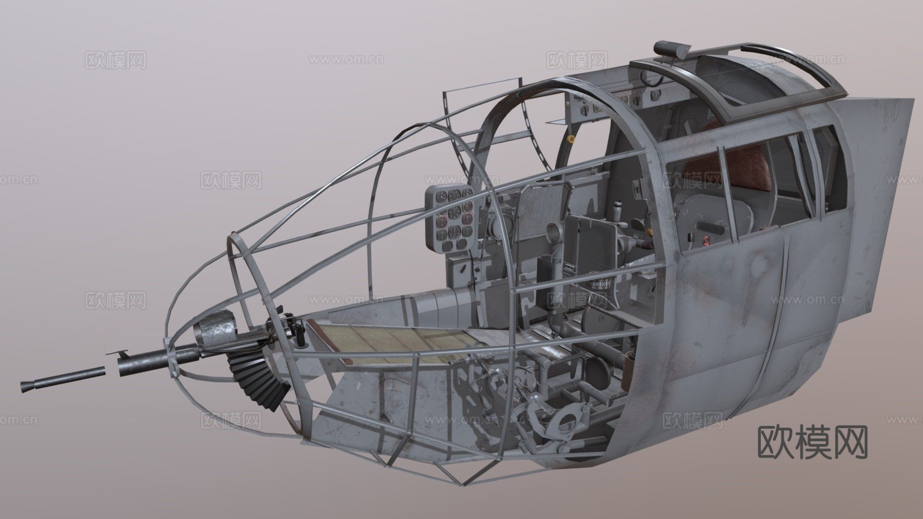 旧款He111H16驾驶舱3d模型下载（渲染图1）