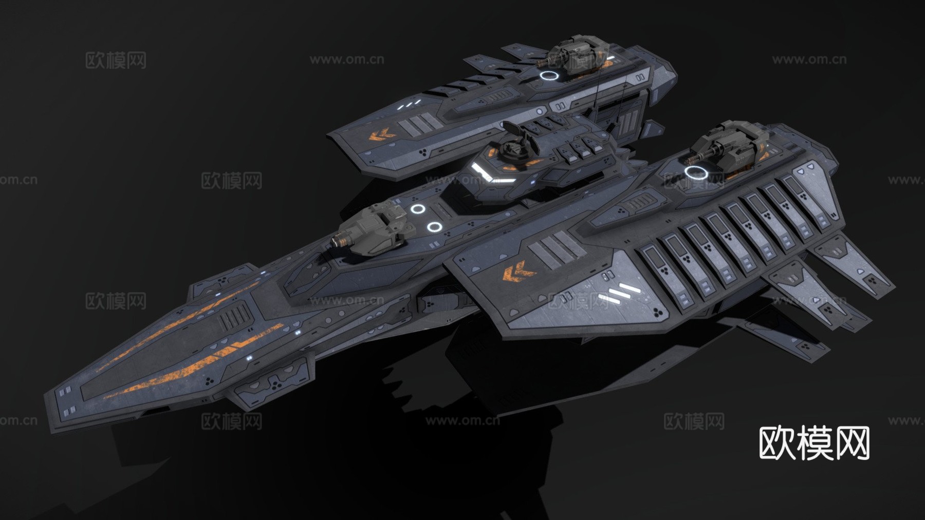 科幻护卫舰毒刺3d模型下载（渲染图1）
