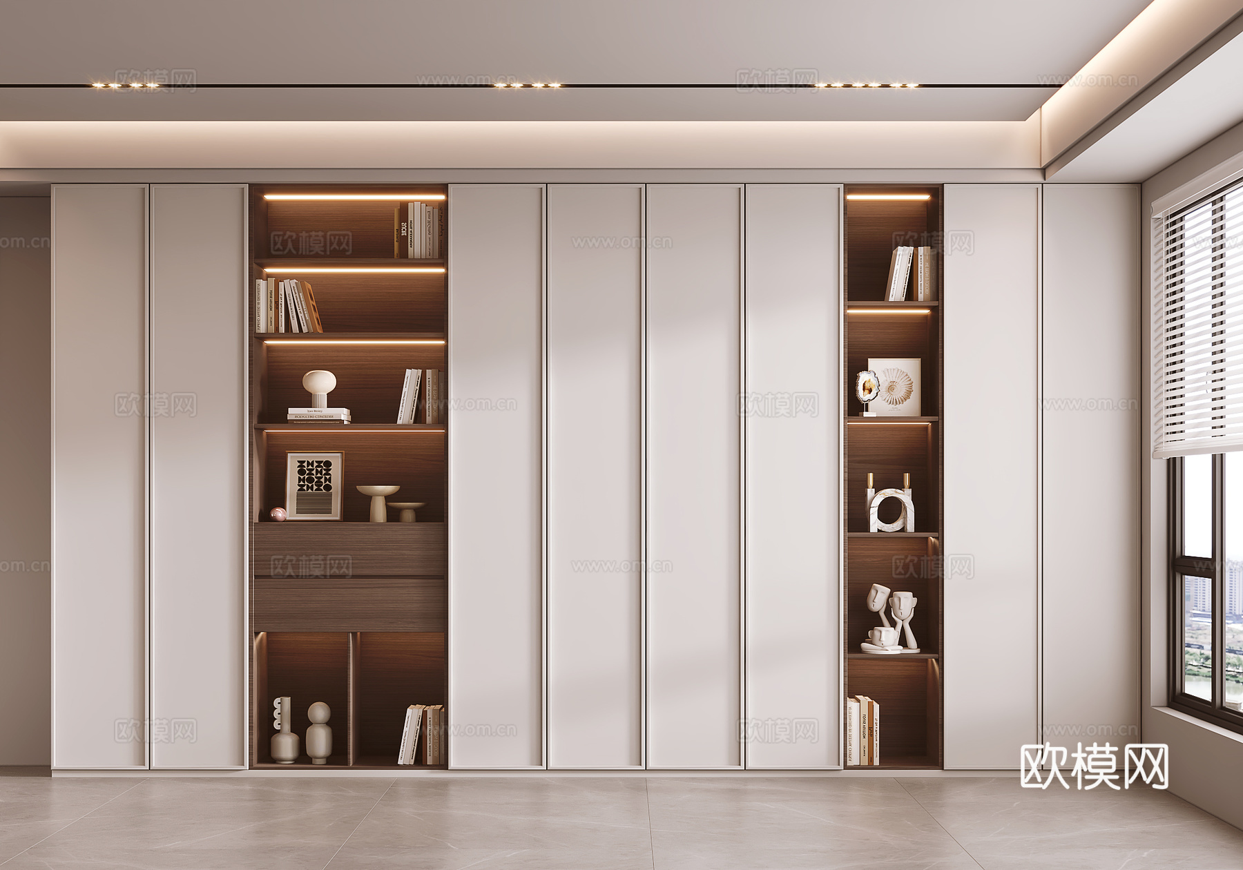 现代书柜 储物柜su模型下载（渲染图1）