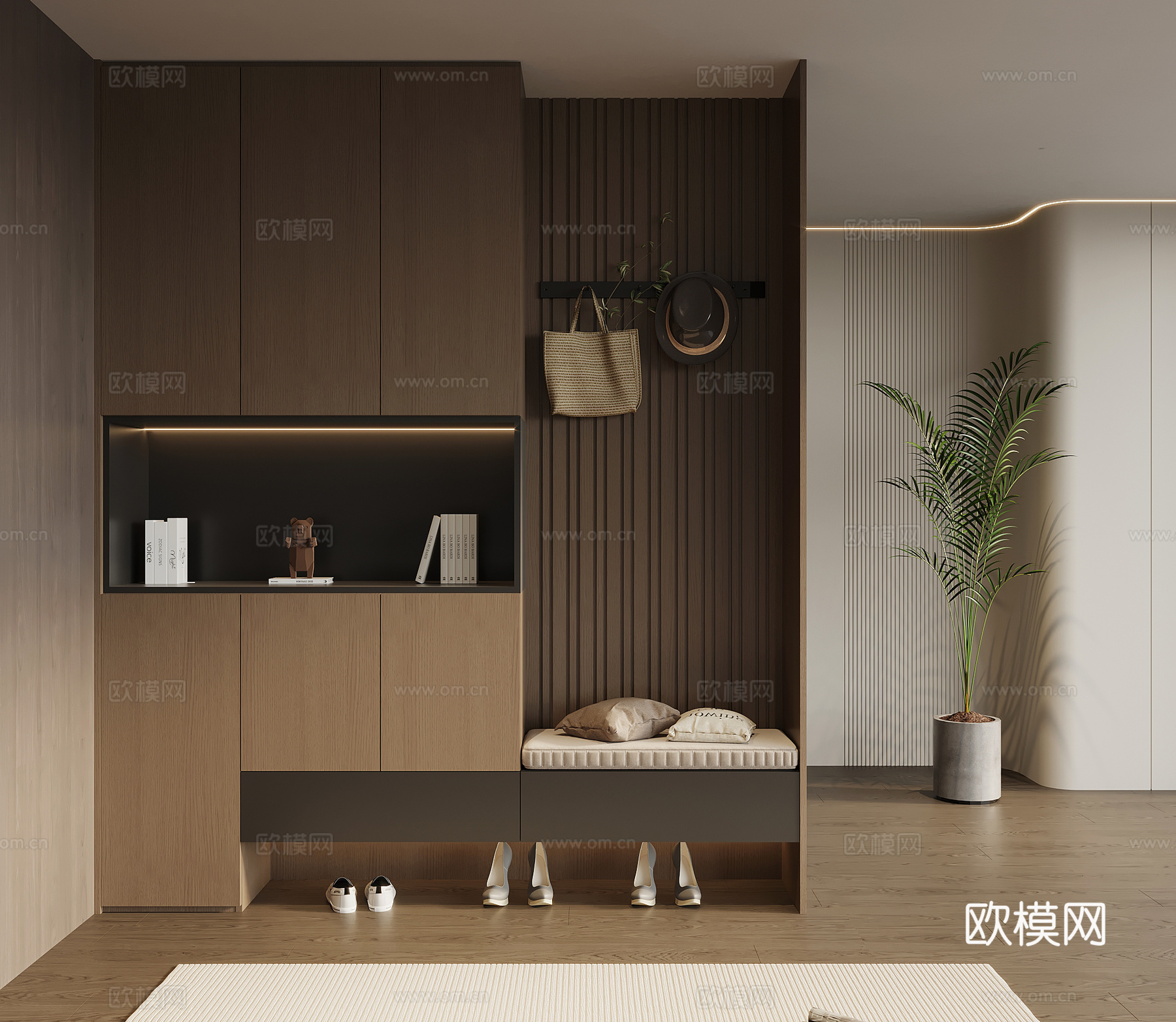 现代意式玄关柜 鞋柜su模型下载（渲染图1）