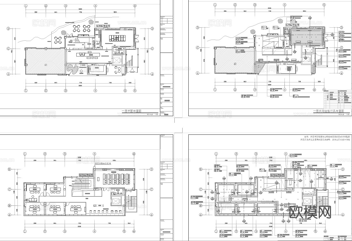 高端茶楼会所 最新全套施工图 效果图合集cad施工图