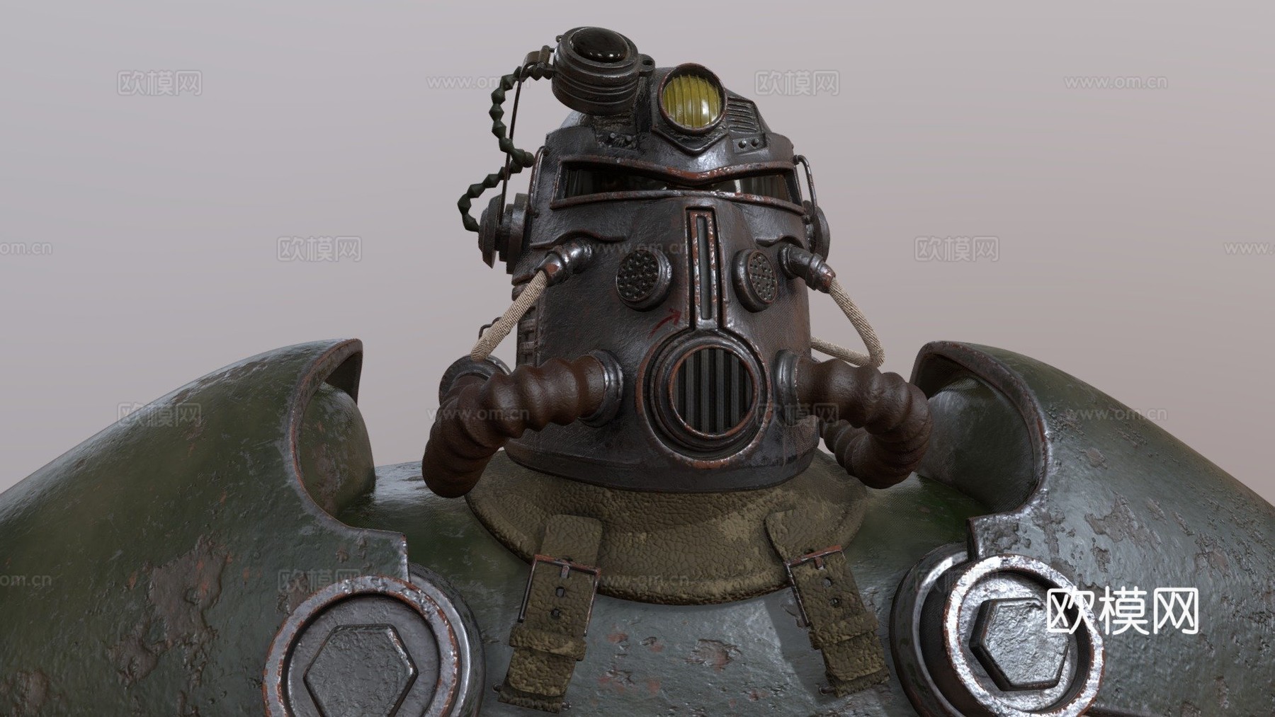 辐射1 T51b动力装甲高模胸像3d模型下载（渲染图1）