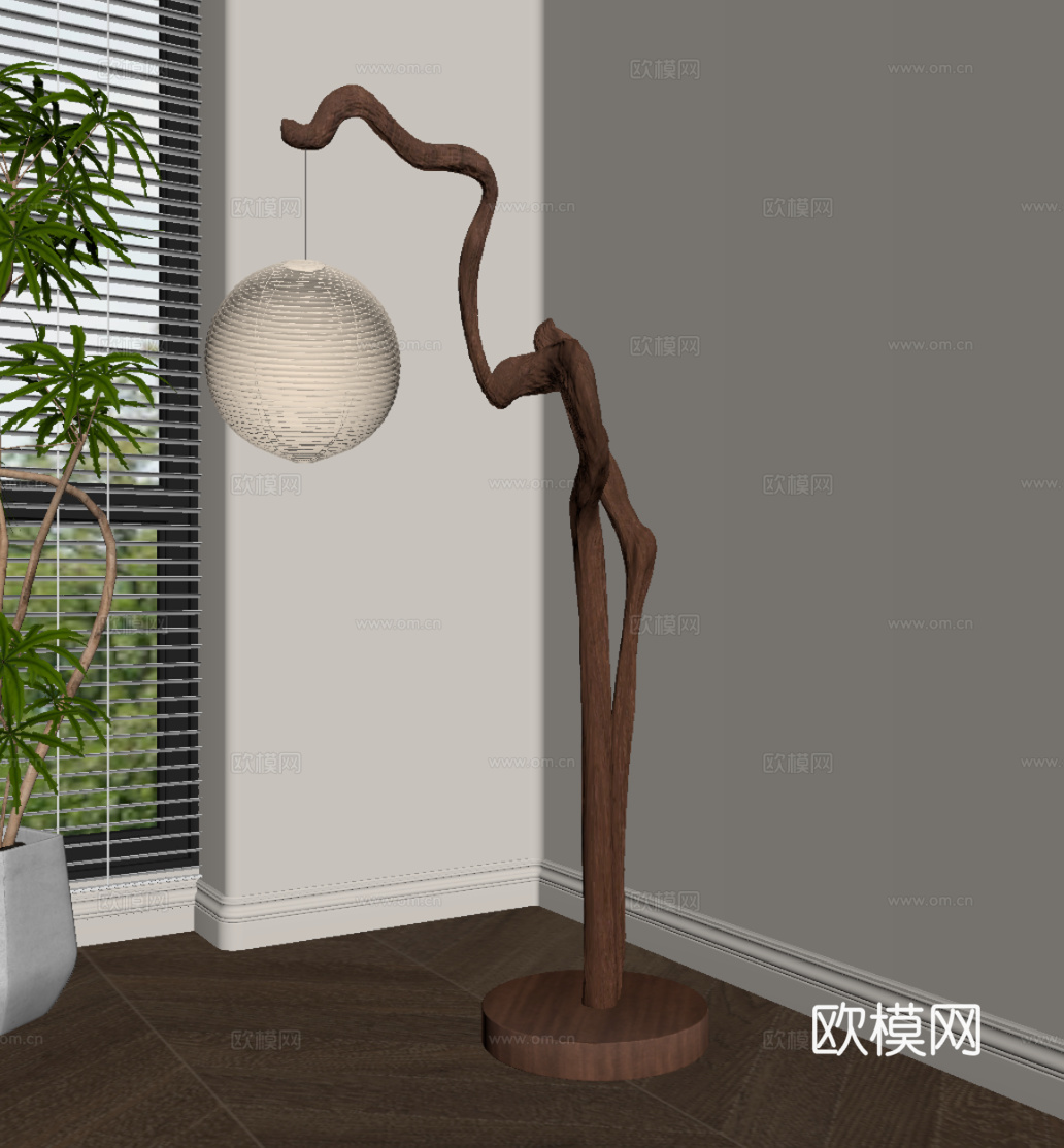 中古风落地灯su模型