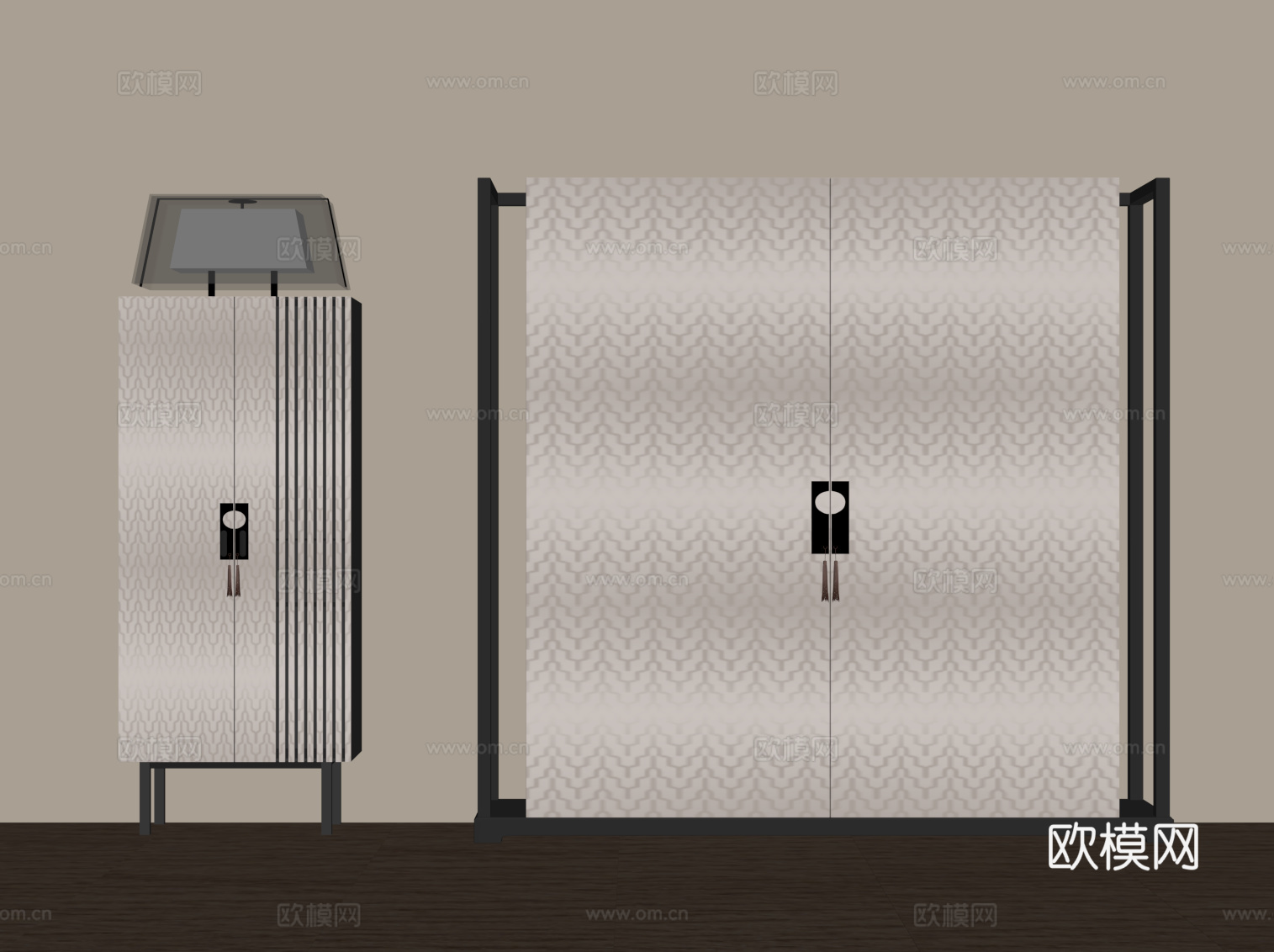 新中式玄关柜su模型