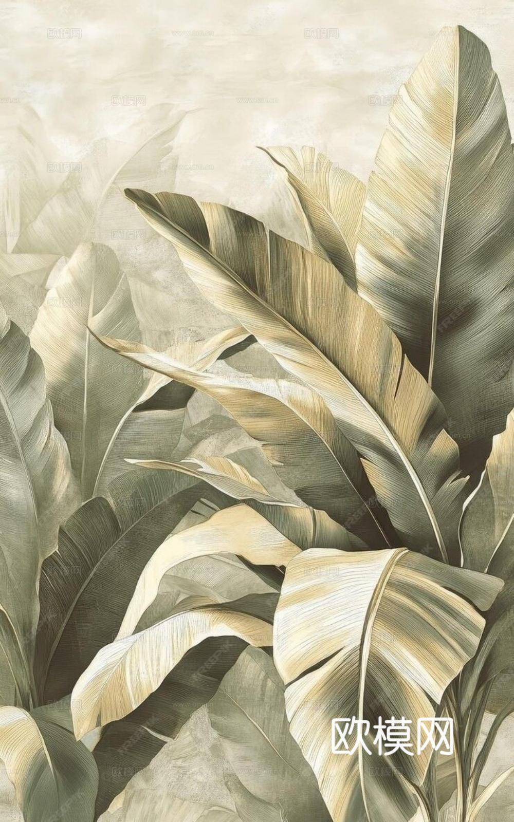 热带雨林植物壁纸 植物印花壁纸