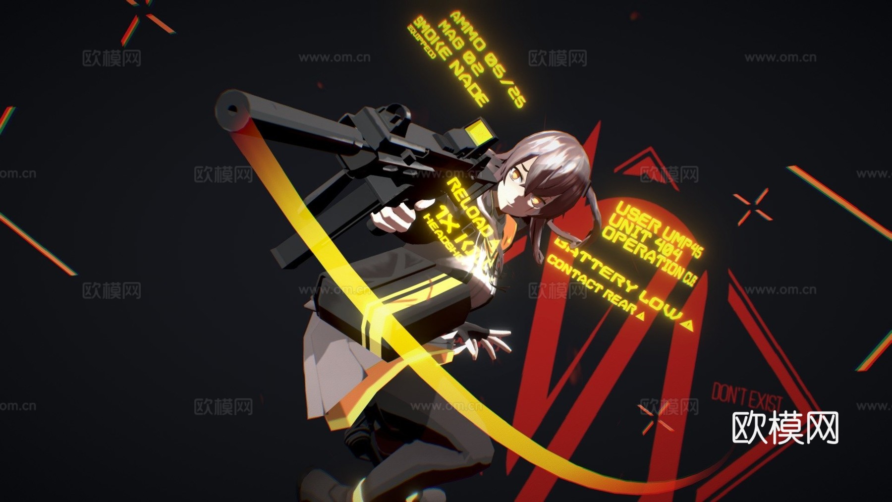 UMP45少女前线3d模型下载（渲染图1）