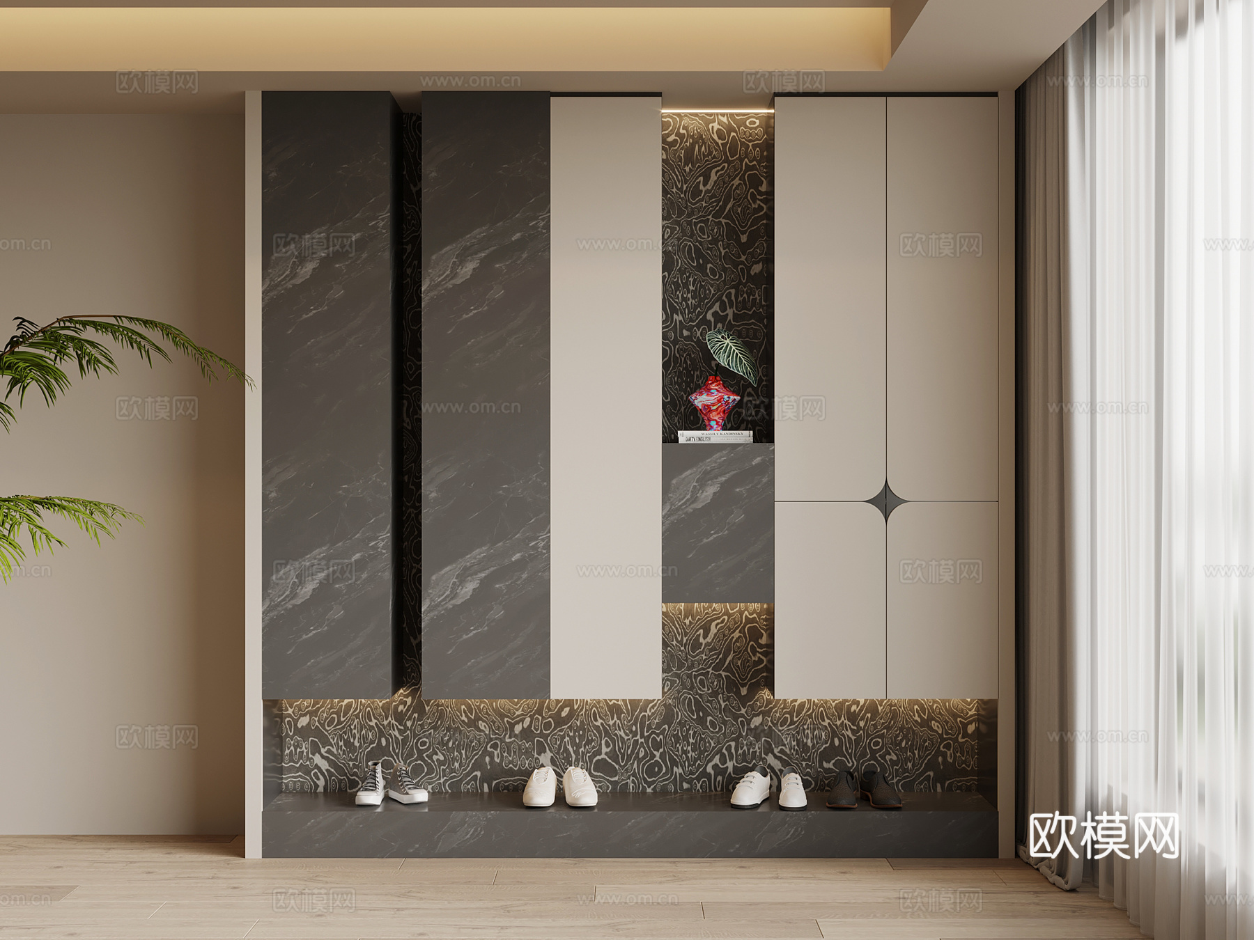 现代简约鞋柜 入户鞋柜su模型