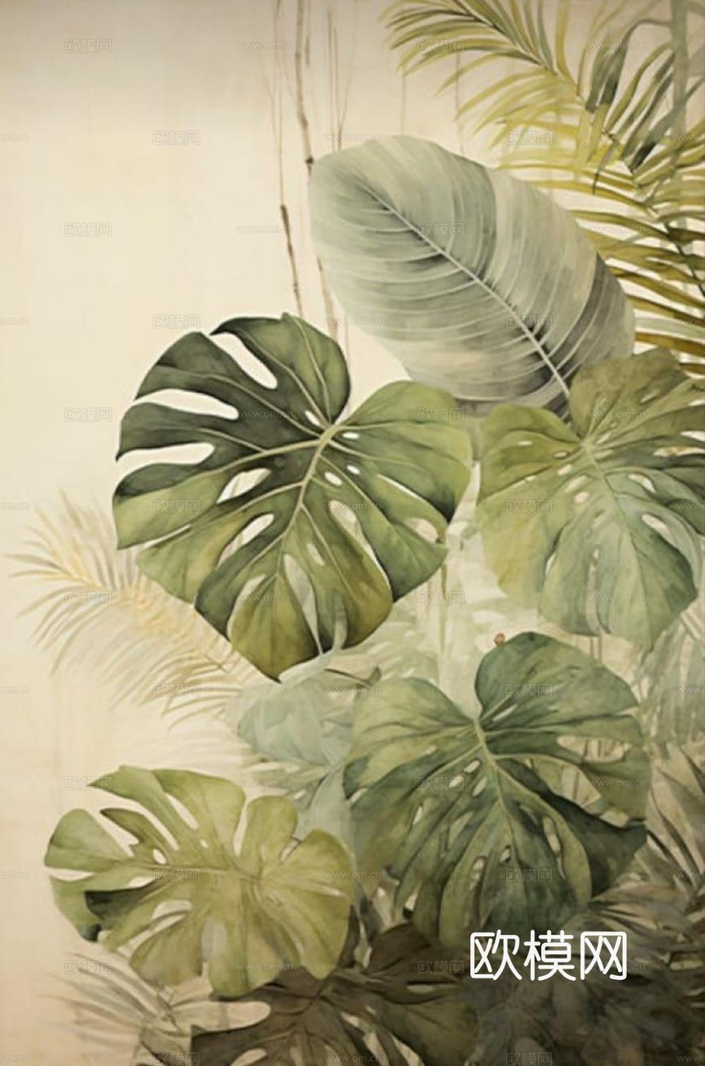 热带雨林植物壁纸 植物印花壁纸