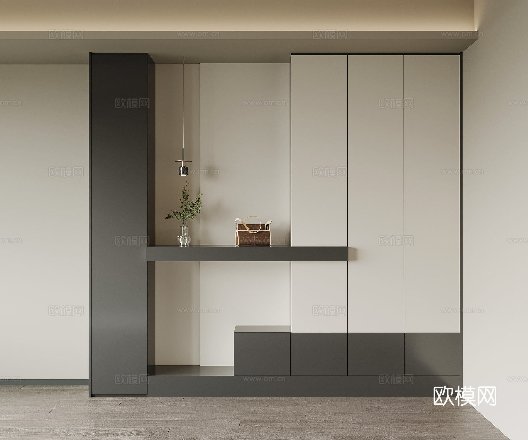 现代意式鞋柜 入户鞋柜su模型