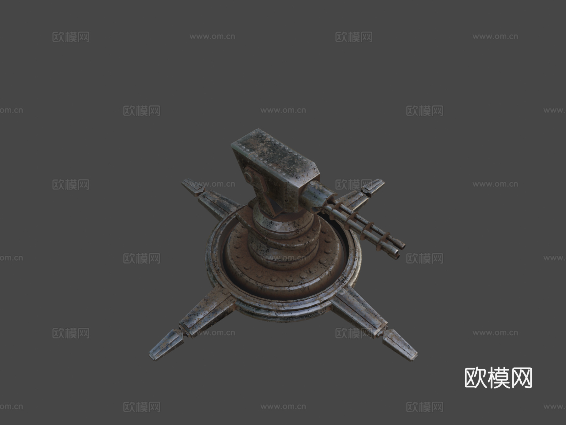 老旧生锈炮塔3d模型下载（渲染图7）