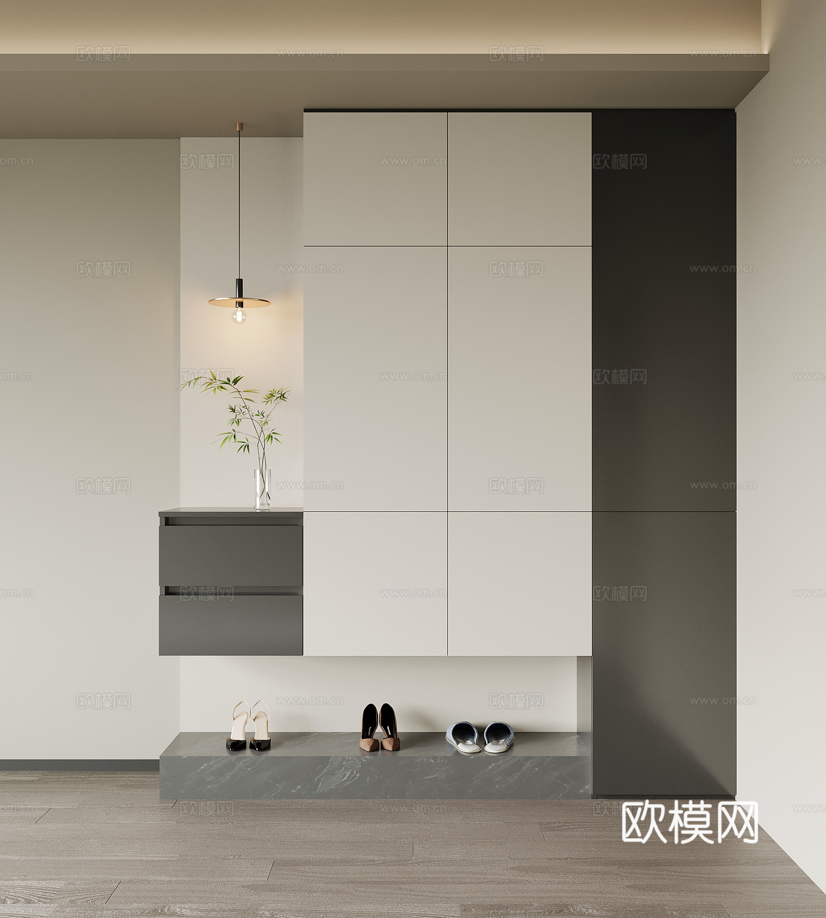 现代意式鞋柜 入户鞋柜su模型