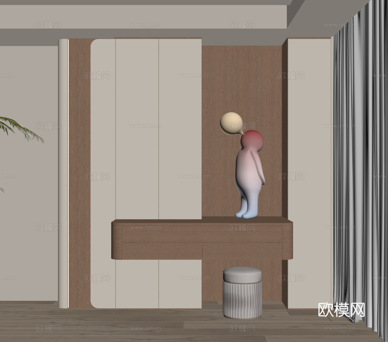 现代简约鞋柜 入户鞋柜su模型