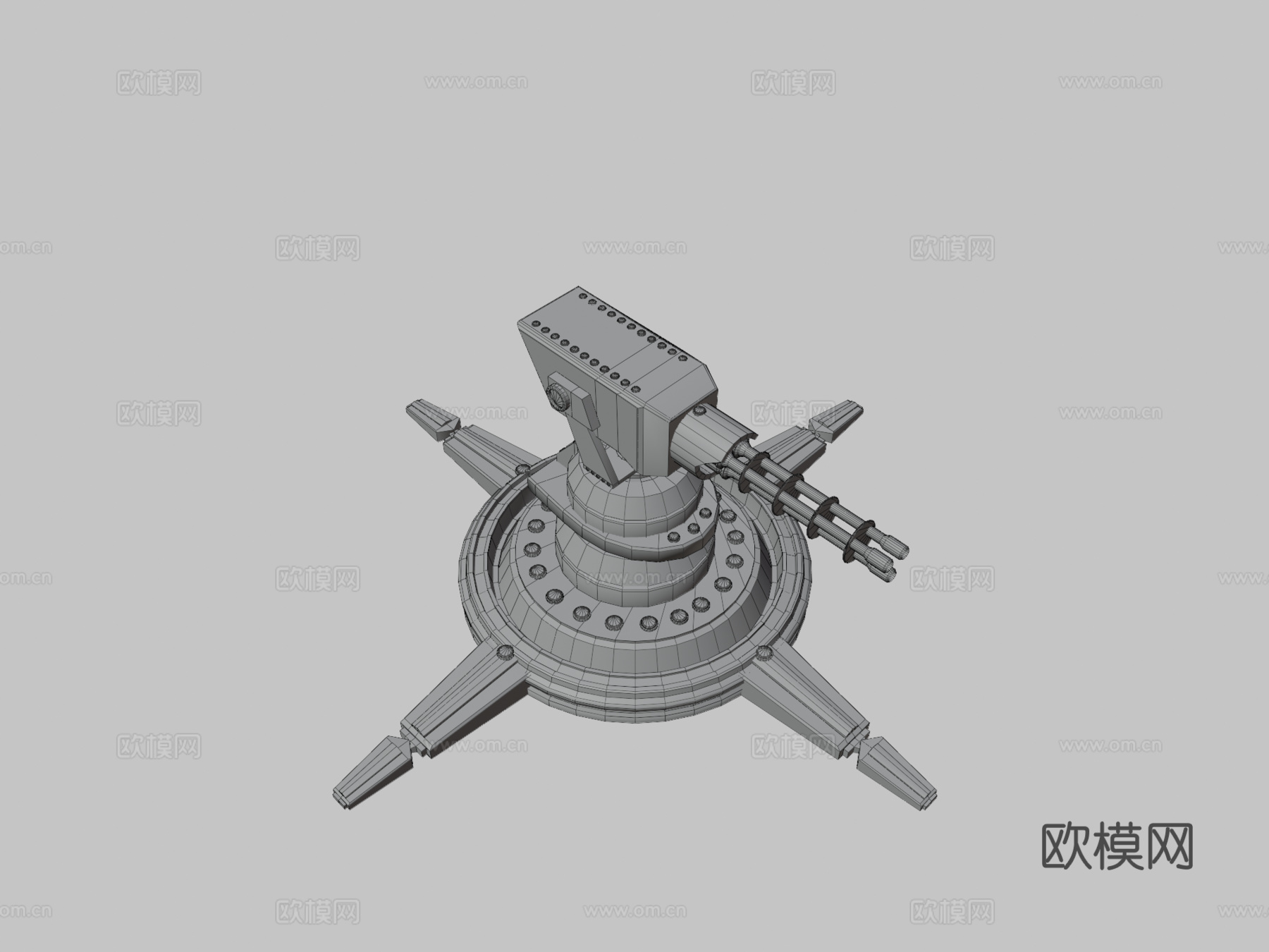 老旧生锈炮塔3d模型下载（渲染图3）